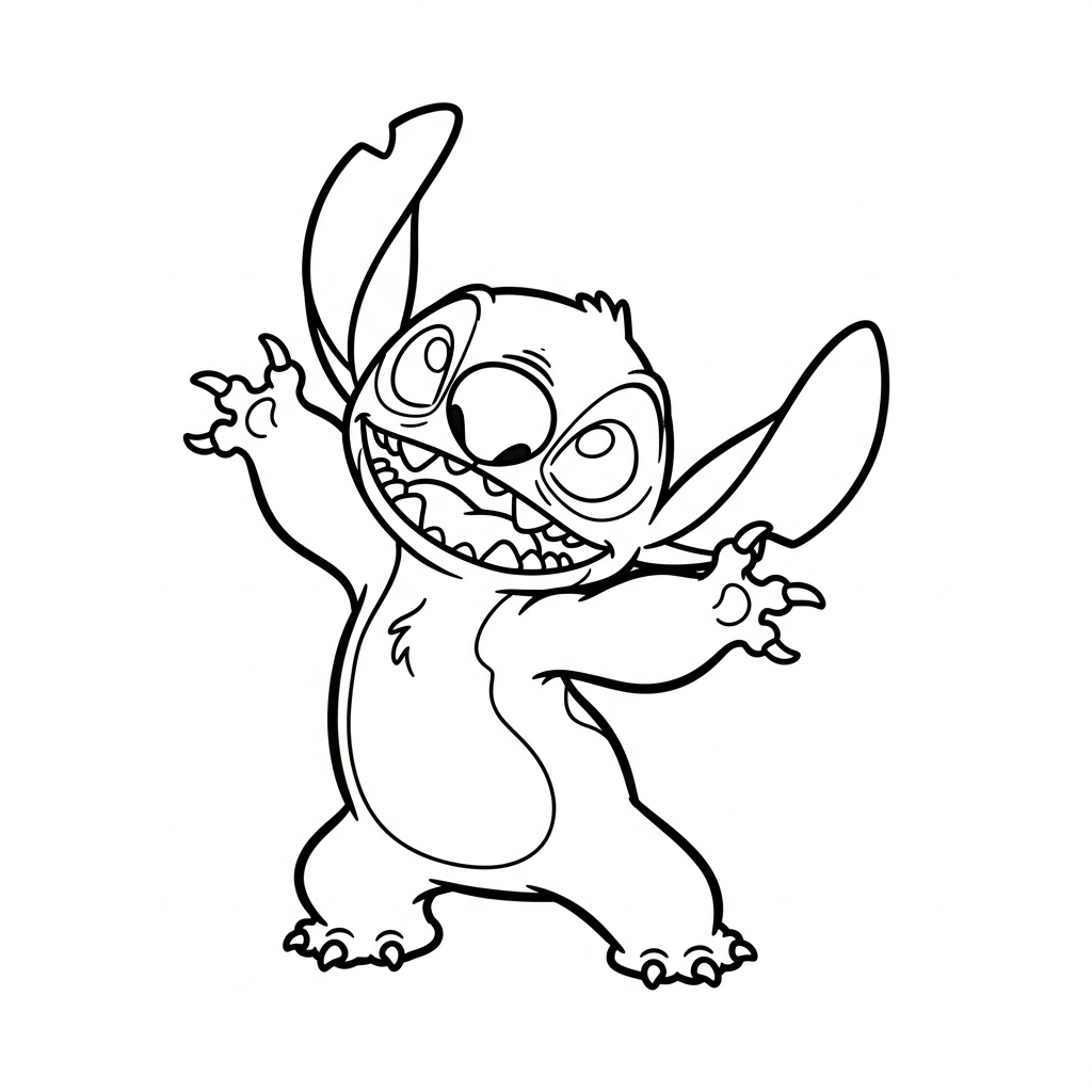Coloriage Stitch gratuit à imprimer : Stitch danse au rythme de la musique