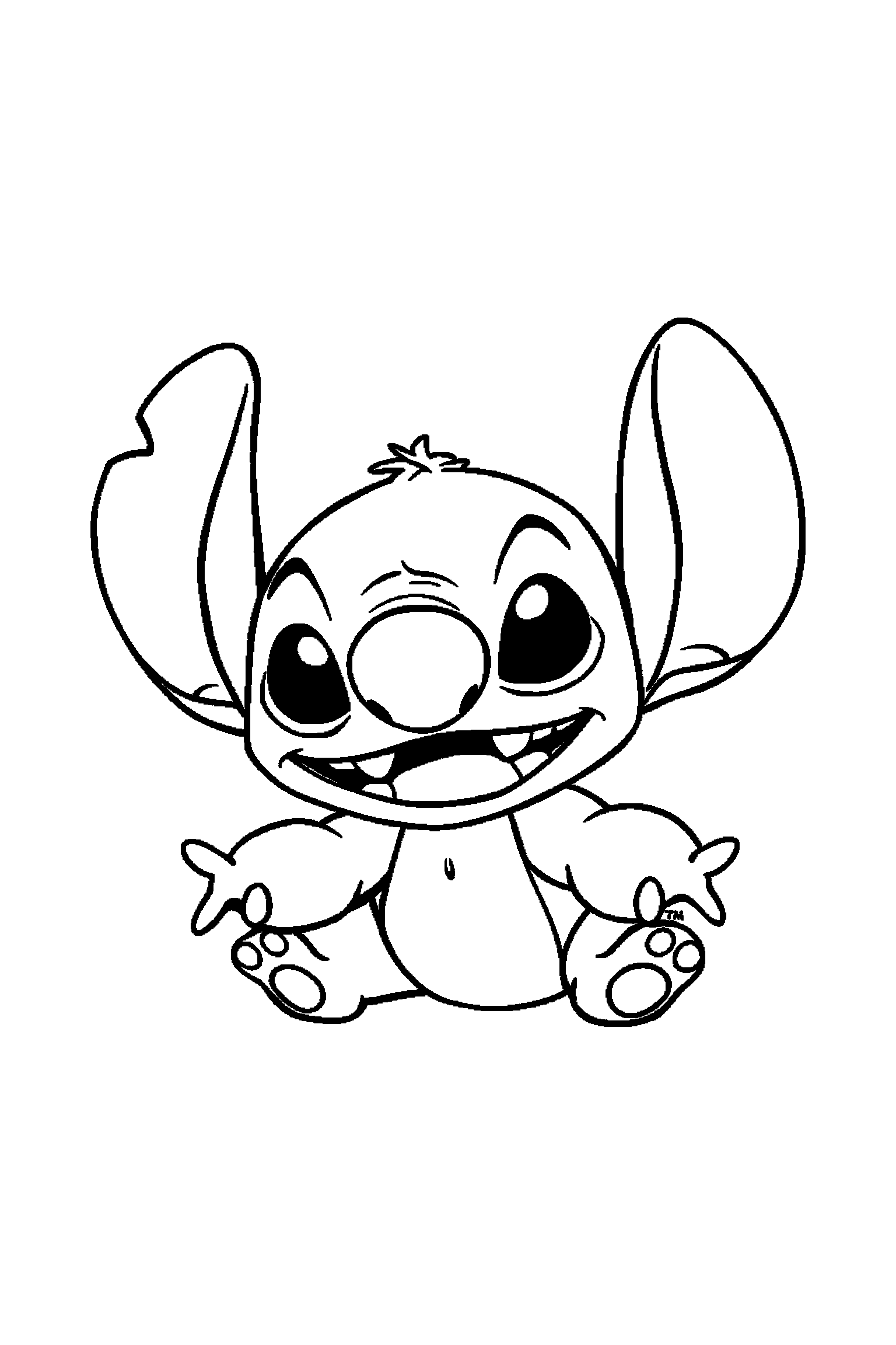 Coloriage Stitch gratuit à imprimer : Lilo debout avec les deux bras visibles et bien attachés au corps