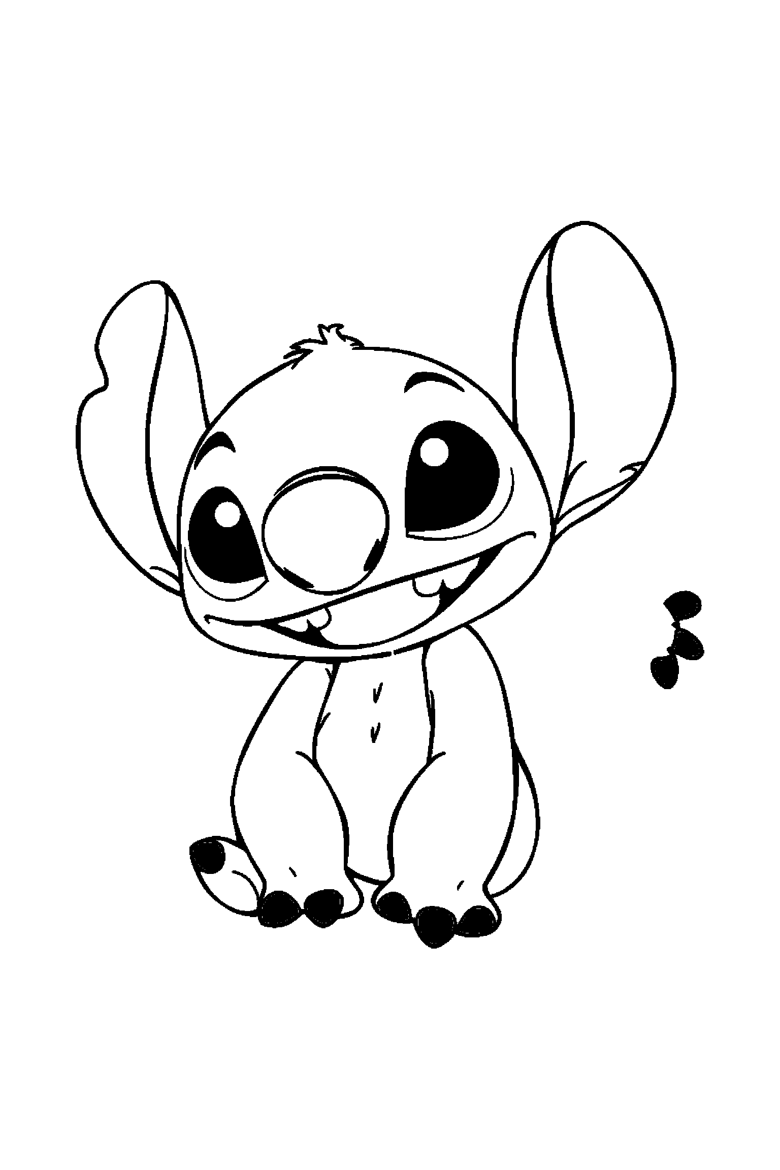 Coloriage Stitch gratuit à imprimer : portrait facile avec Angel et de grands contours