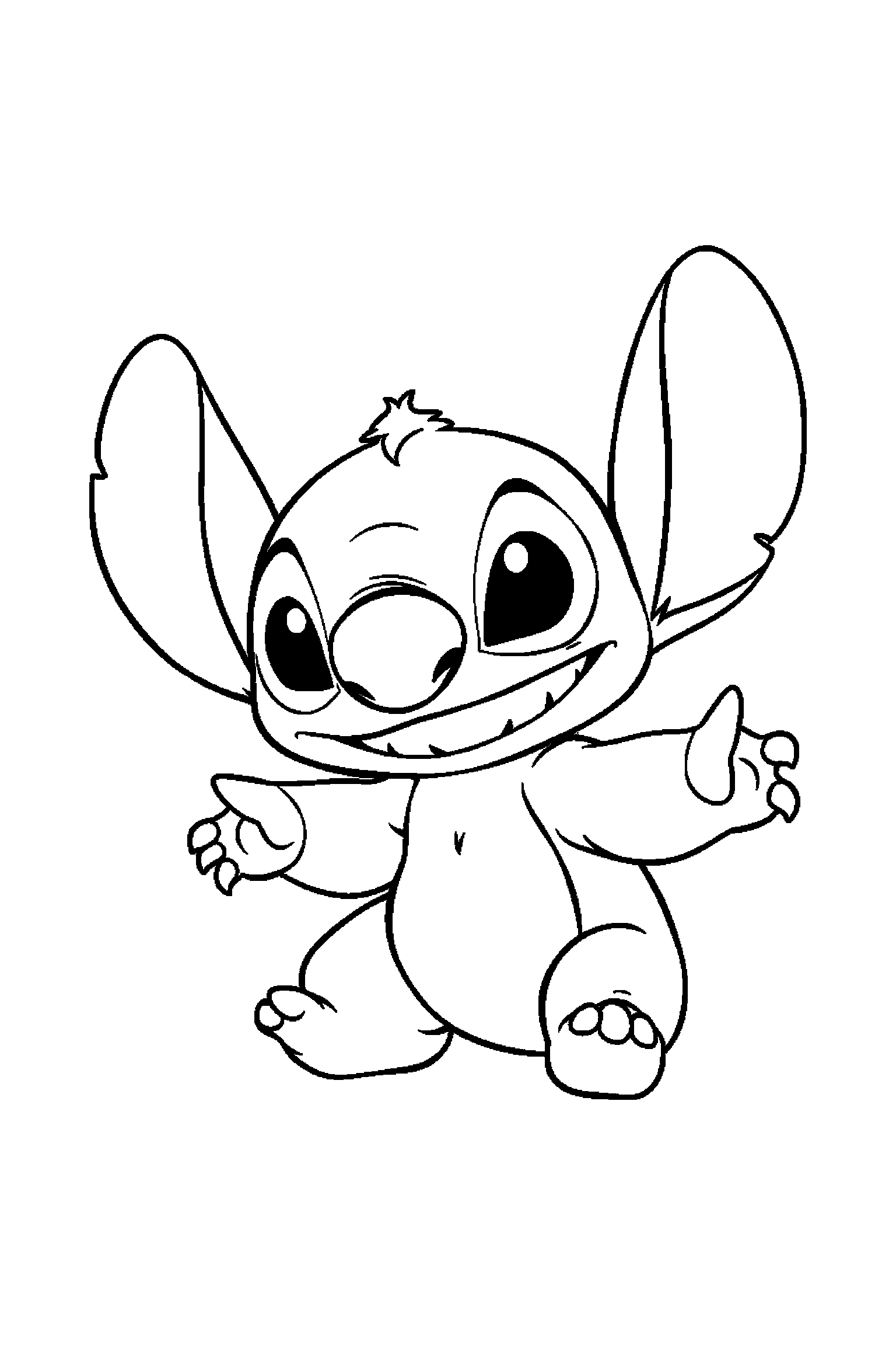Coloriage Stitch gratuit à imprimer : Expérience 626 tenant un cadeau