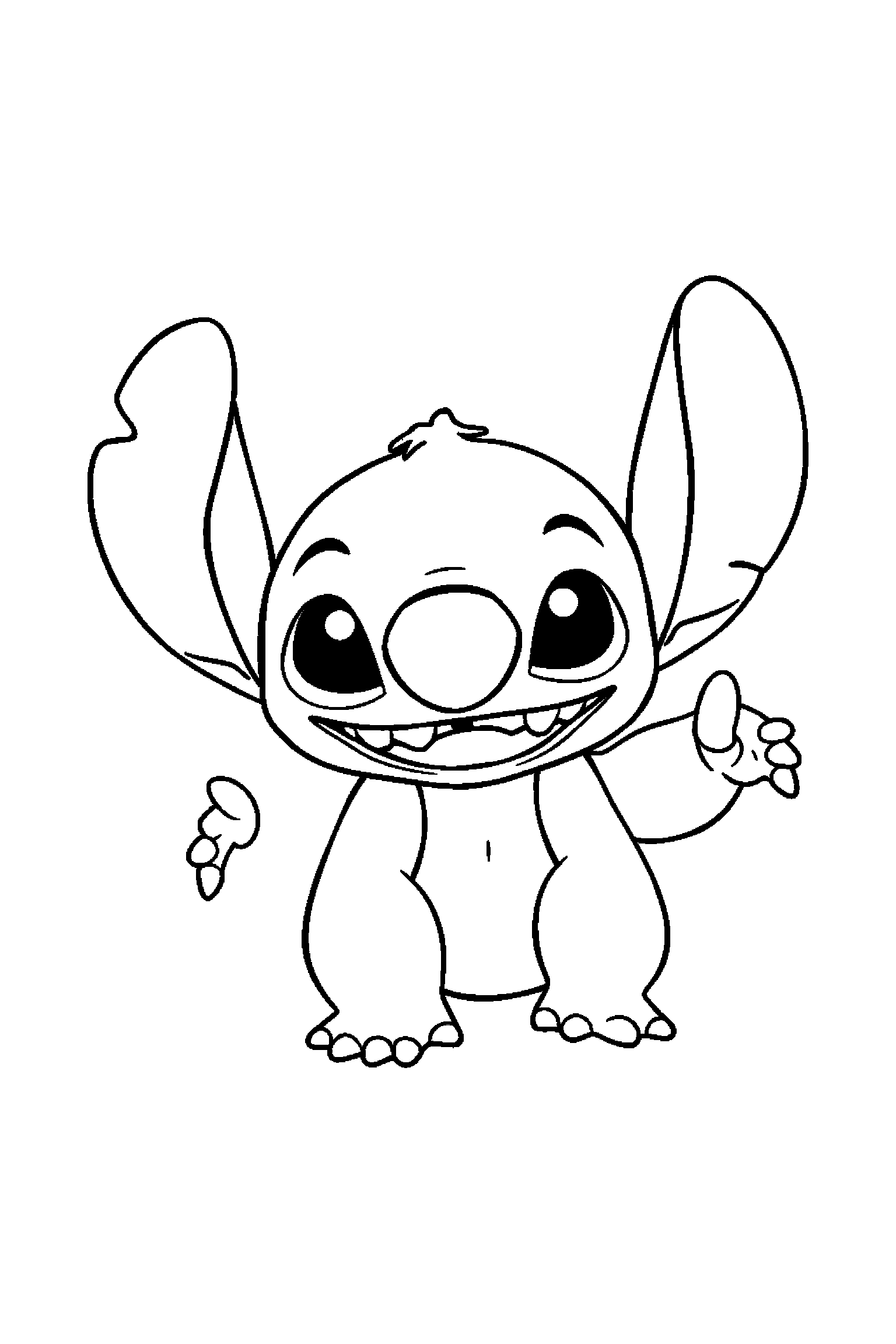 Coloriage Stitch gratuit à imprimer : Stitch bébé devant une étoile
