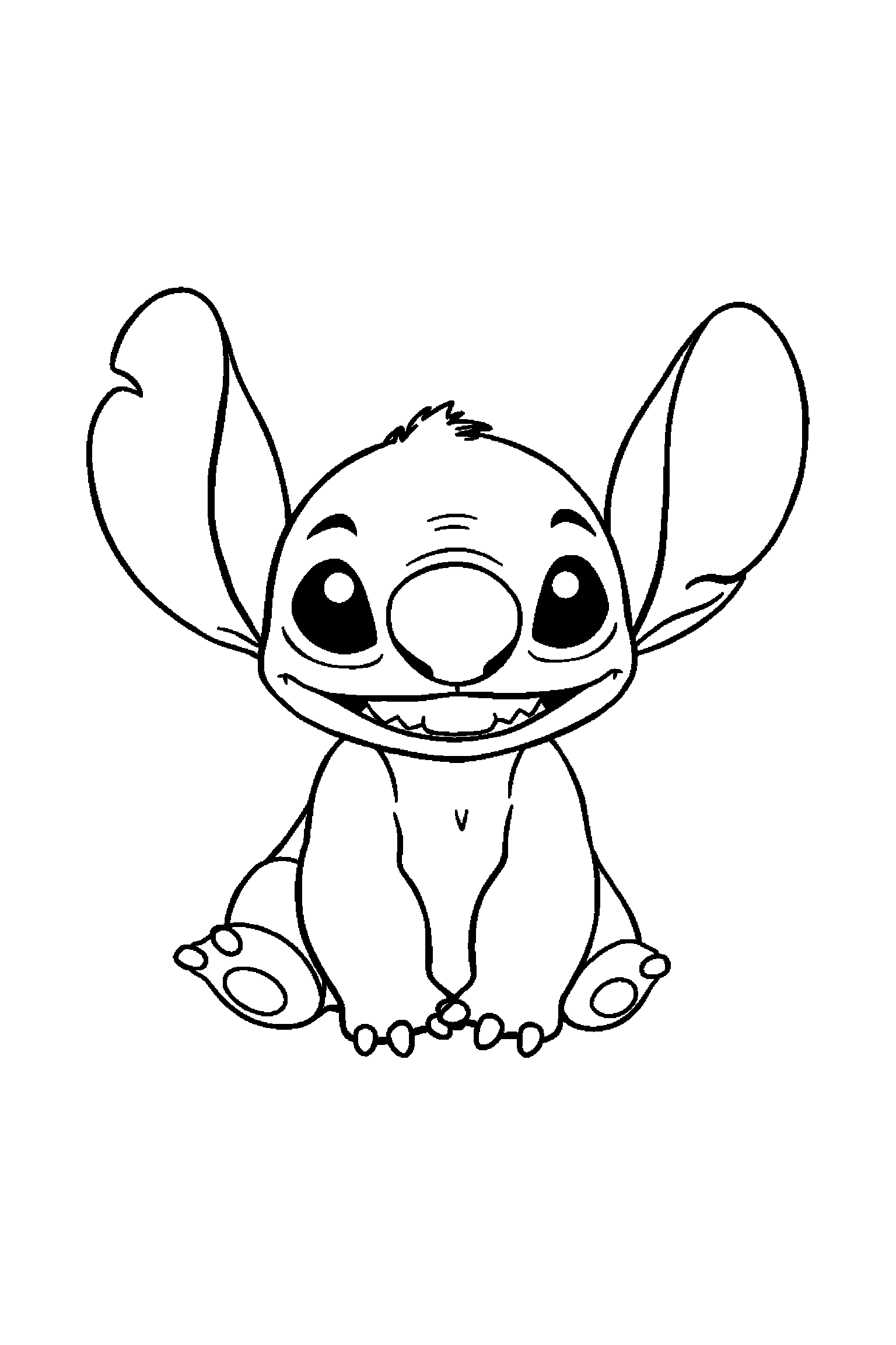 Coloriage Stitch gratuit à imprimer : Stitch bébé tenant une fleur
