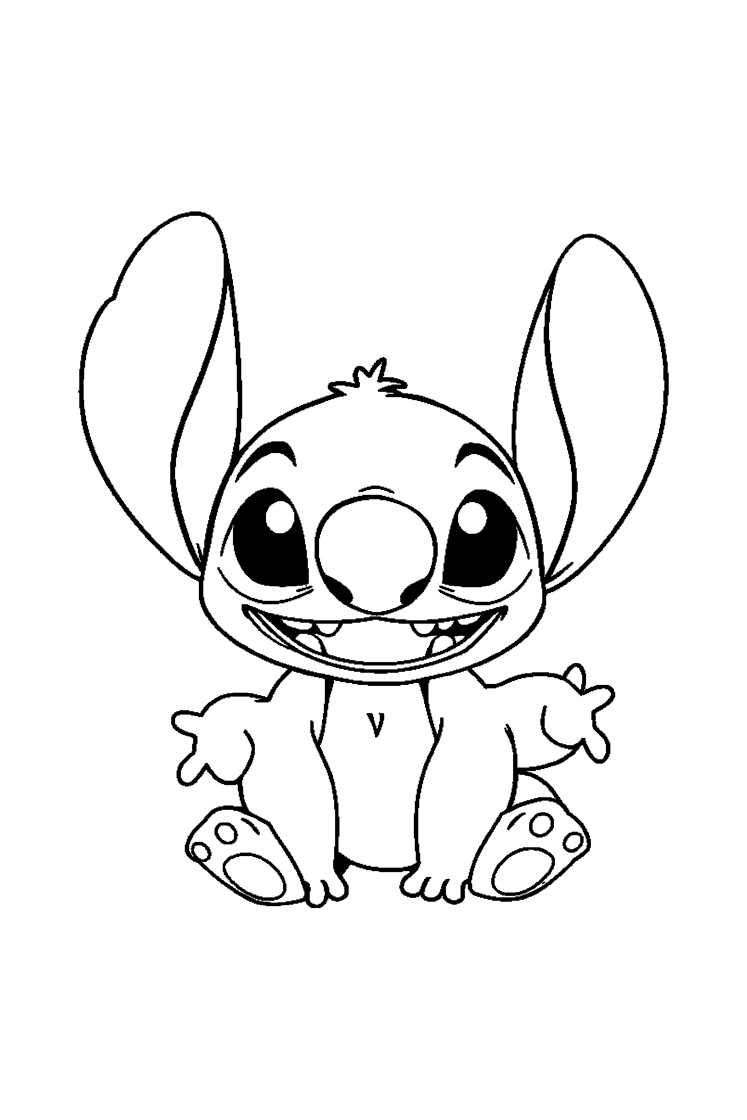 Coloriage Stitch gratuit à imprimer : Angel avec un cadeau fermé