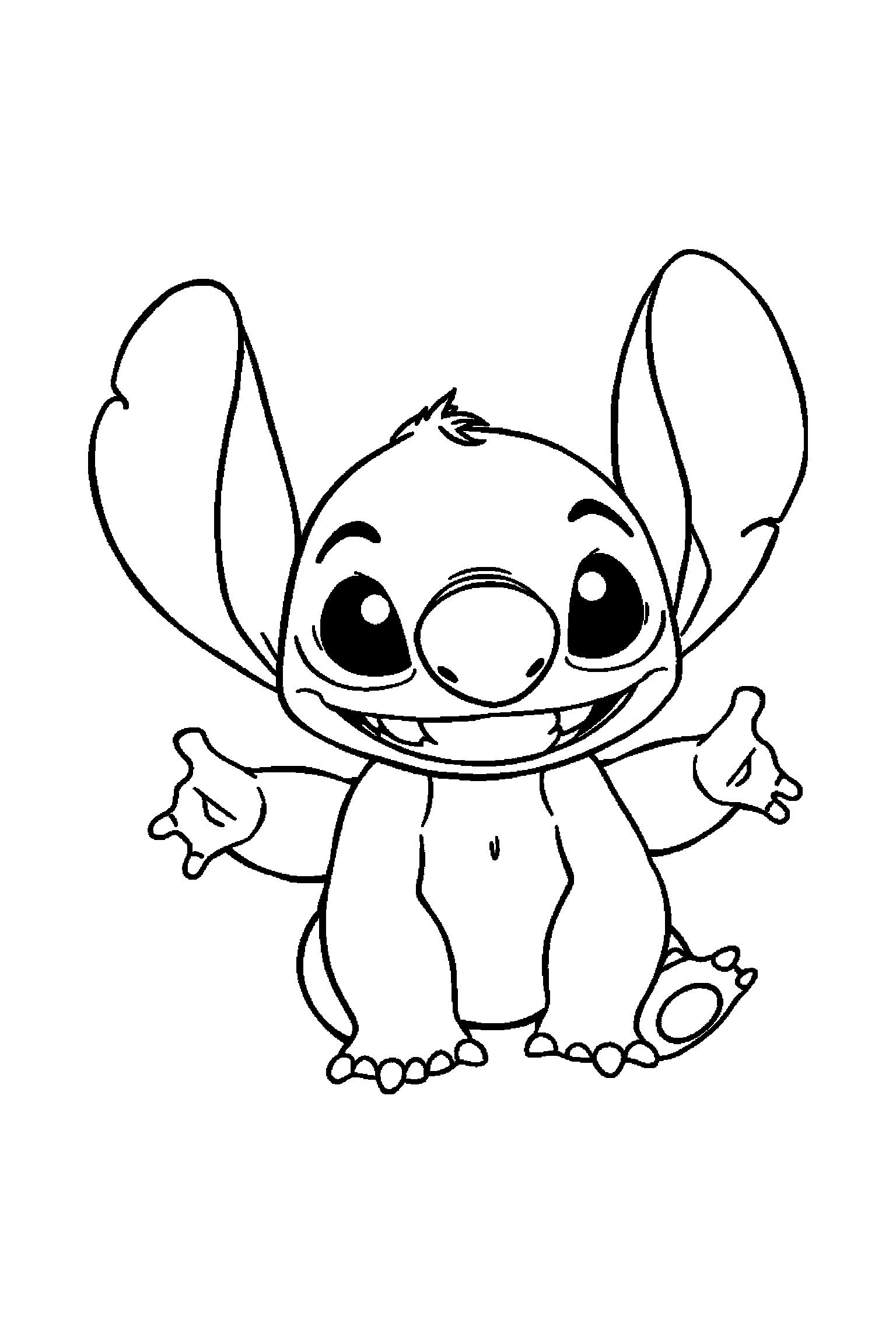 Coloriage Stitch gratuit à imprimer : Stitch debout avec une posture simple et lisible