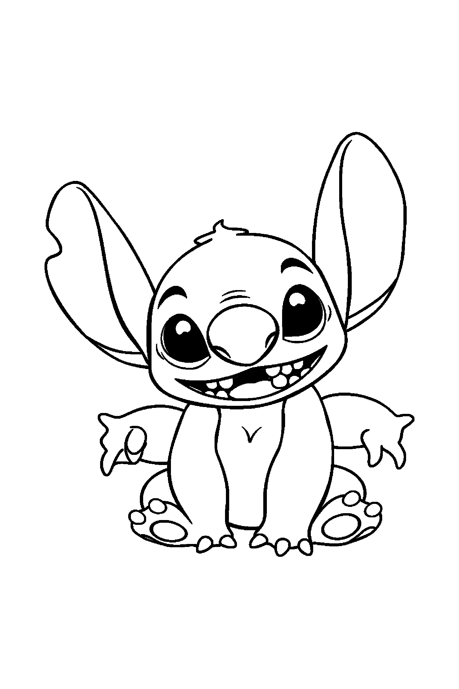 Coloriage Stitch gratuit à imprimer : Angel souriant devant un grand motif étoiles