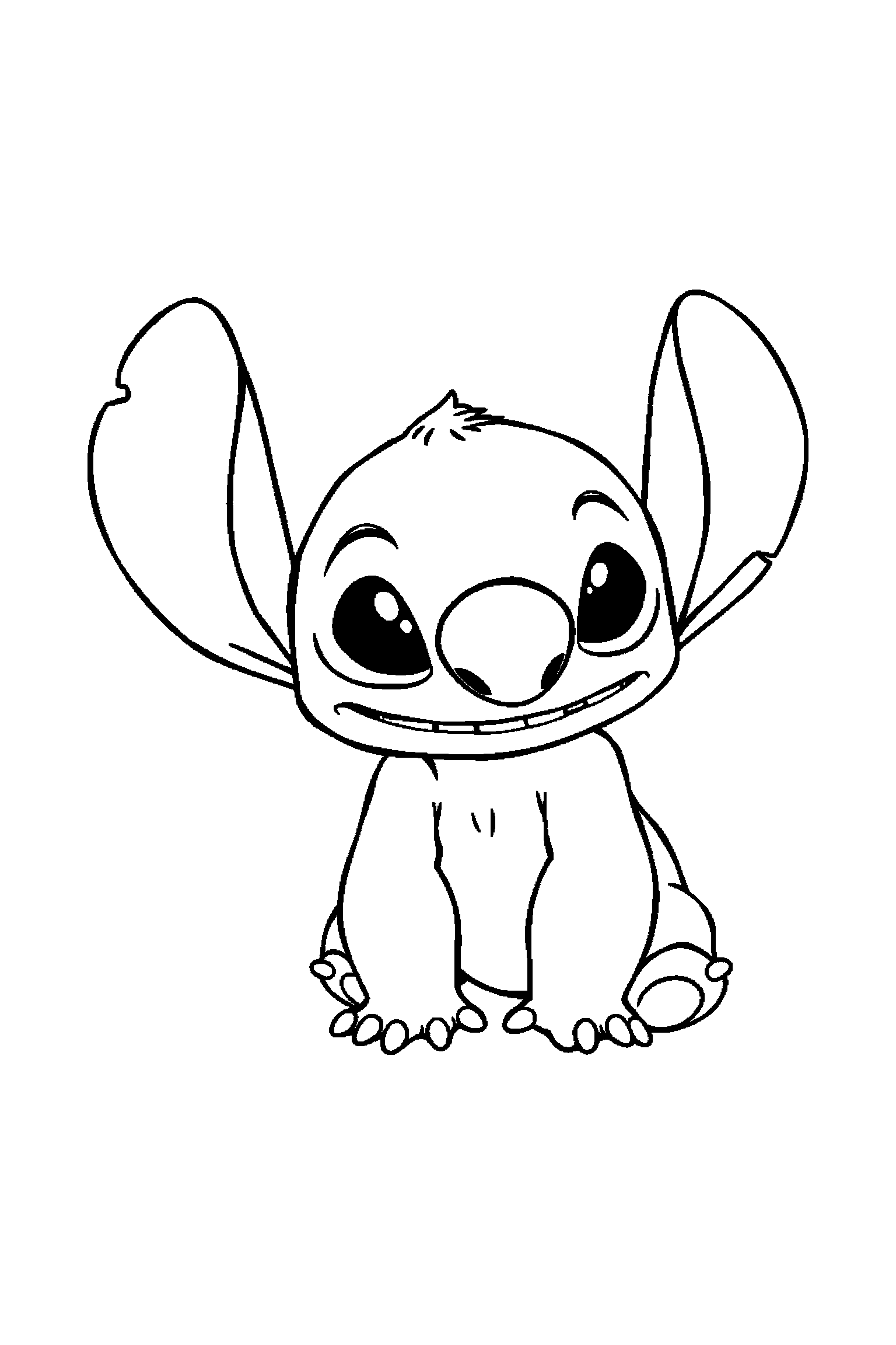 Coloriage Stitch gratuit à imprimer : Stitch bébé qui marche calmement