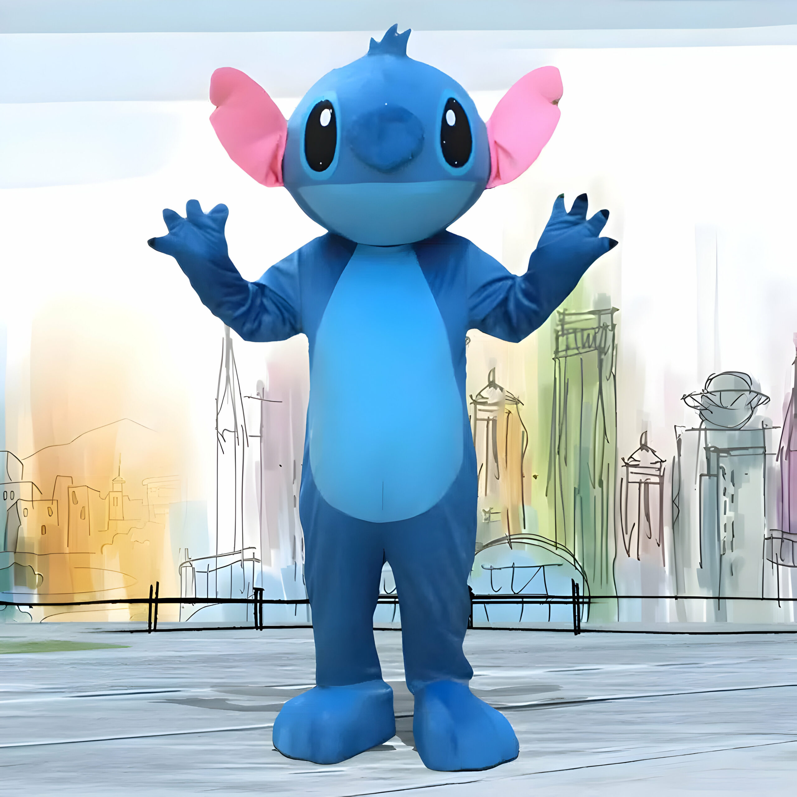 Costume adulte Stitch bleu en polyester – Image 2