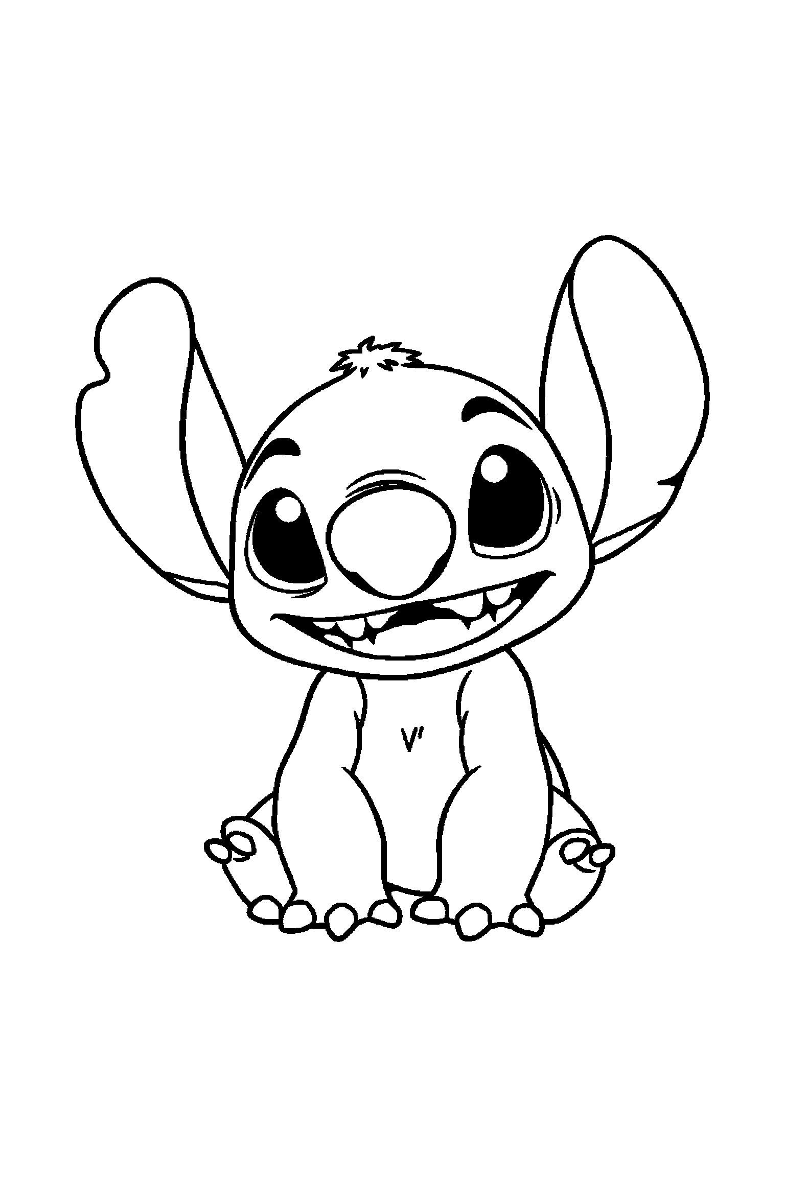 Coloriage Stitch gratuit à imprimer : Expérience 626 avec un décor très simple