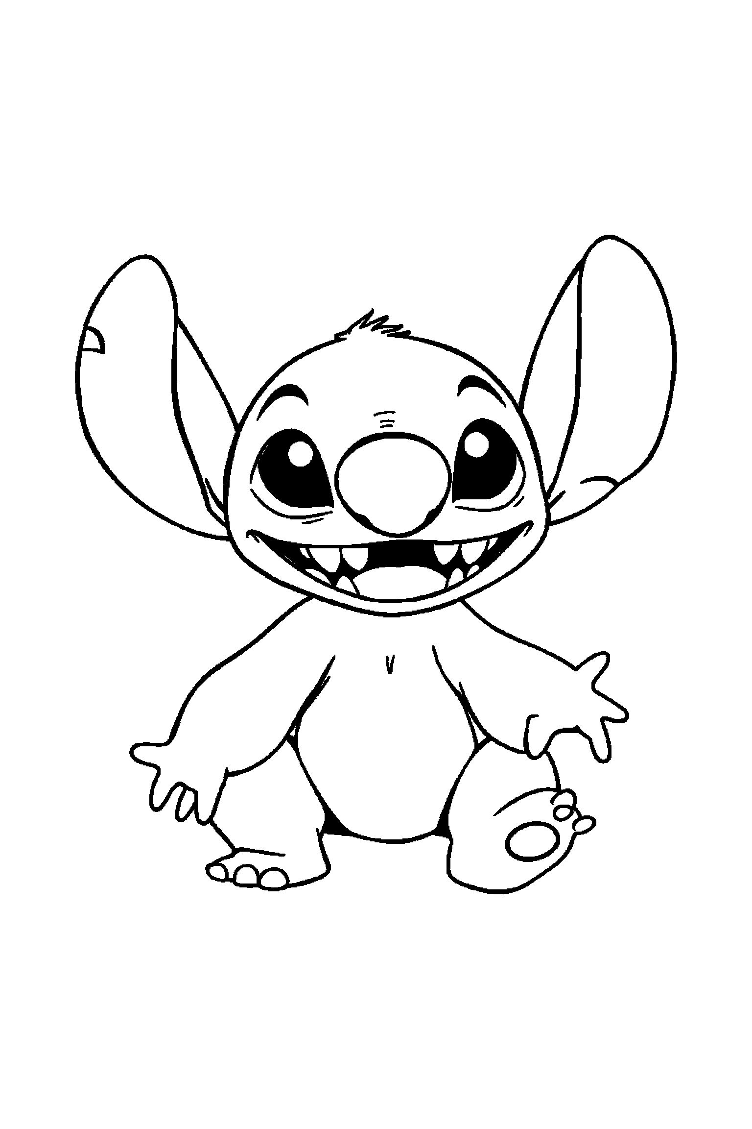 Coloriage Stitch gratuit à imprimer : Stitch bébé prêt pour une aventure
