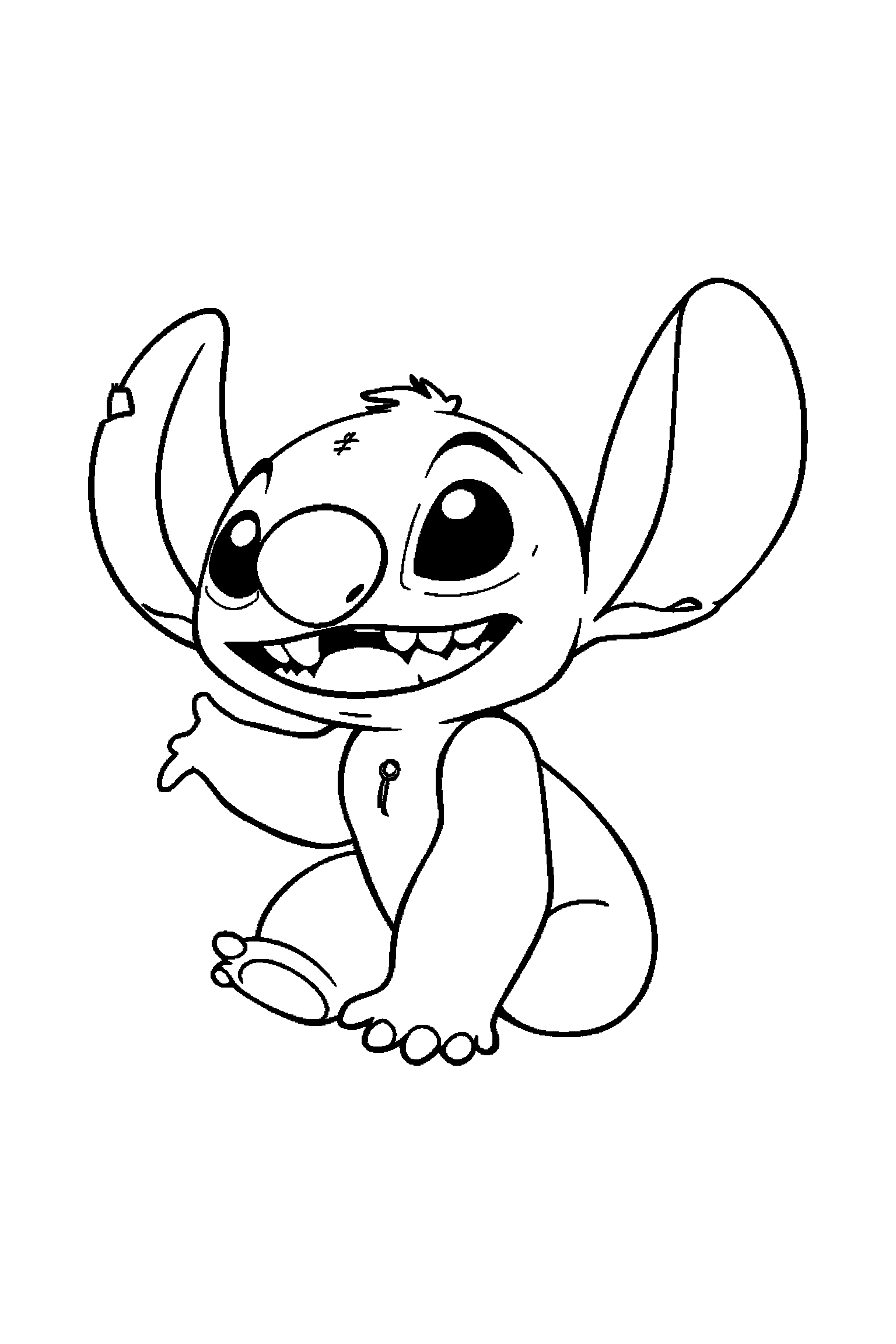 Coloriage Stitch gratuit à imprimer : Lilo avec une expression joyeuse