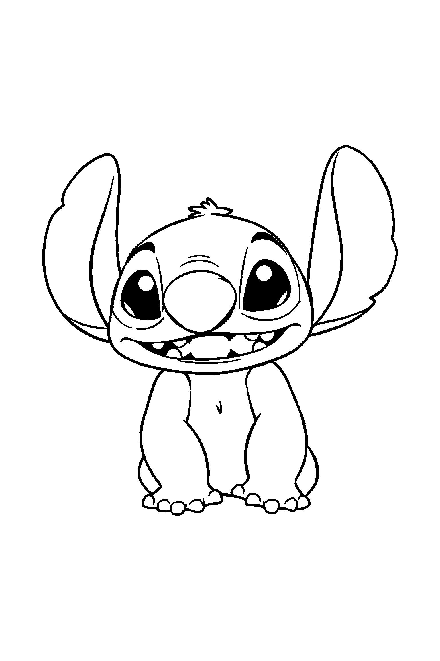 Coloriage Stitch gratuit à imprimer : Angel au centre avec étoiles en arrière-plan
