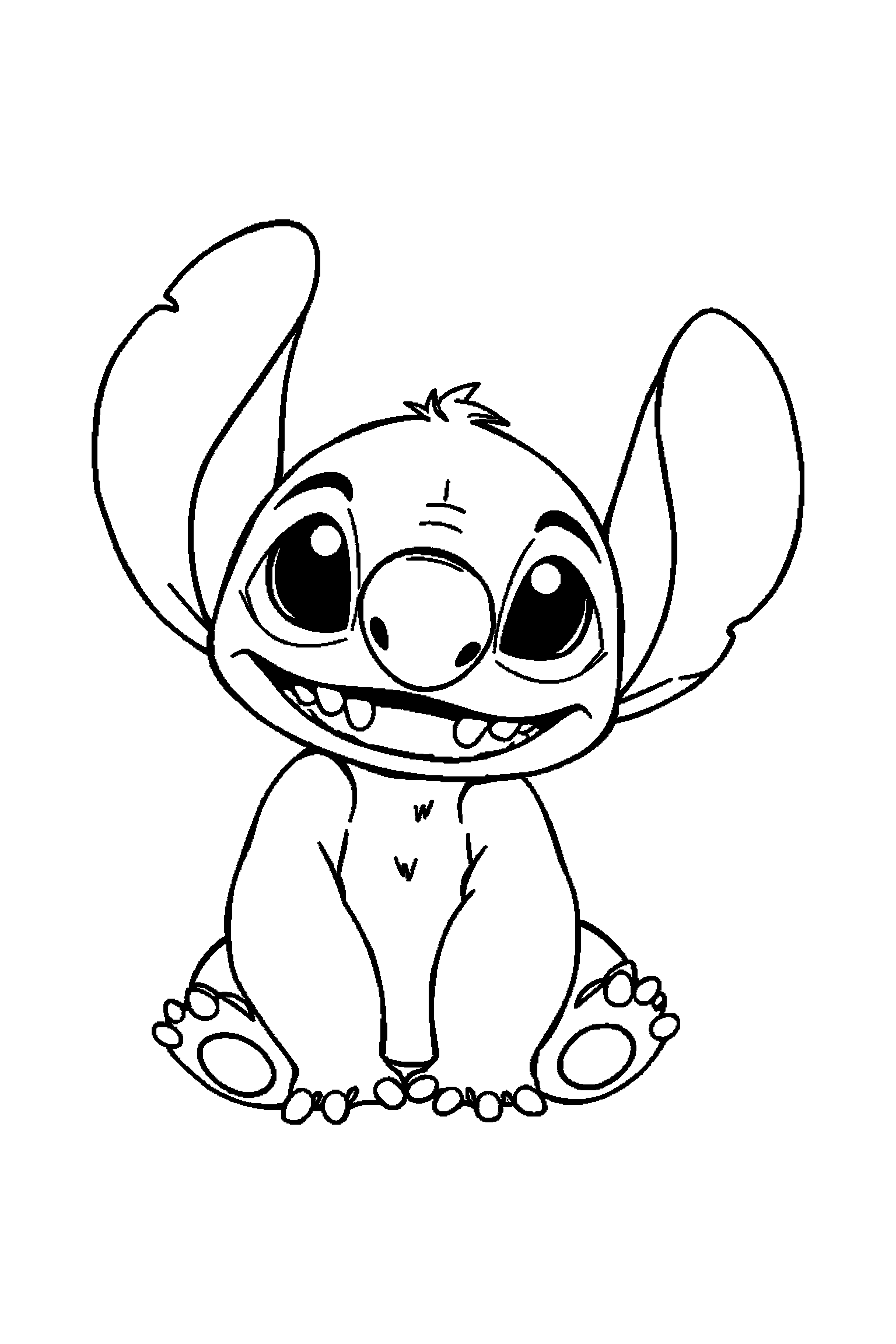 Coloriage Stitch gratuit à imprimer : Expérience 626 qui regarde un cadeau