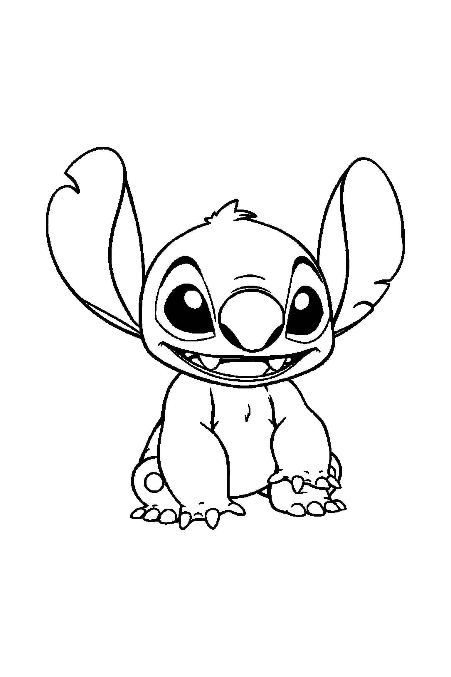 Coloriage Stitch gratuit à imprimer : Stitch bébé dans une pose de profil simple
