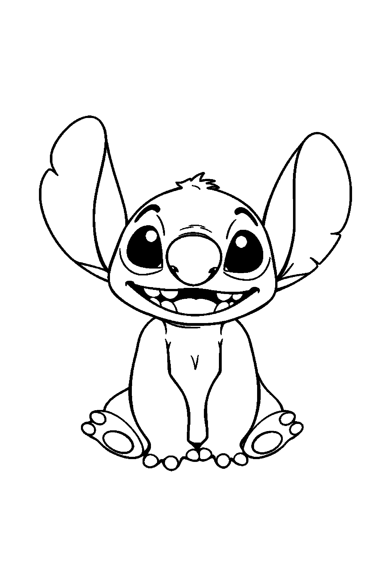 Coloriage Stitch gratuit à imprimer : Stitch avec un accessoire facile à colorier