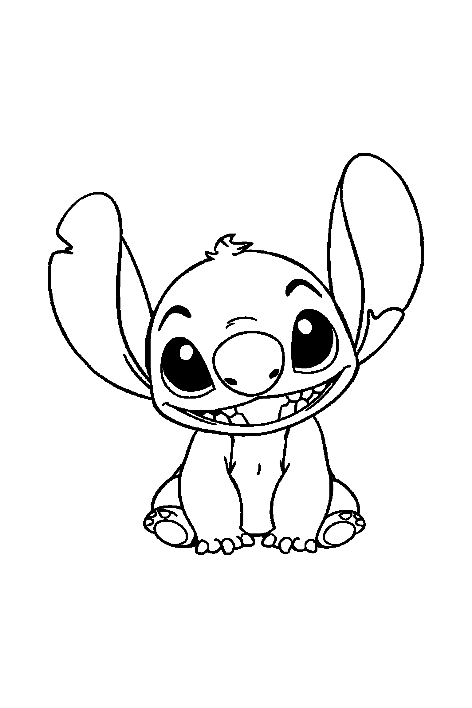 Coloriage Stitch gratuit à imprimer : Lilo avec une fleur d'hibiscus et des motifs vagues
