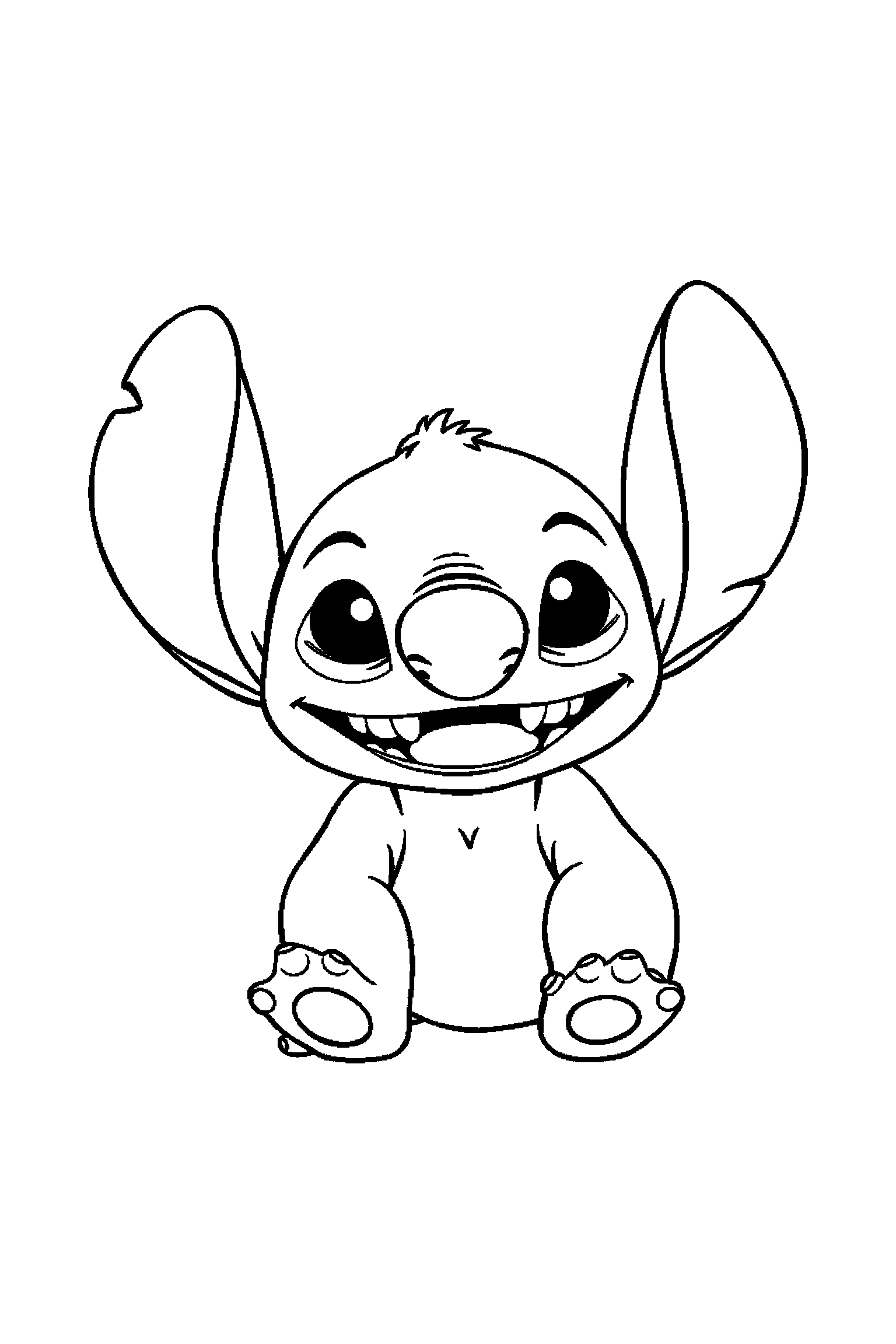 Coloriage Stitch gratuit à imprimer : Stitch bébé avec deux accessoires à colorier