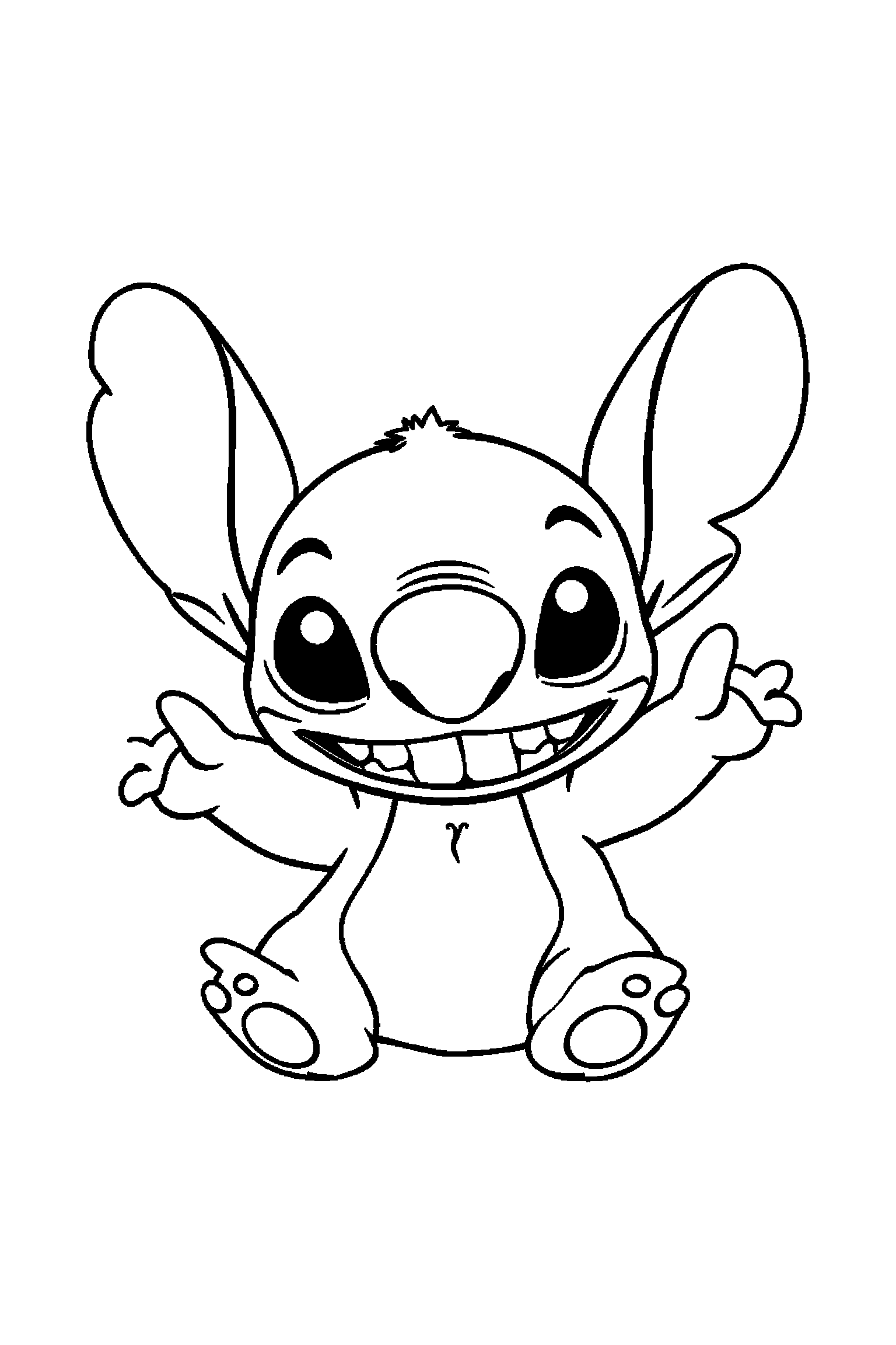 Coloriage Stitch gratuit à imprimer : Lilo qui prépare une activité