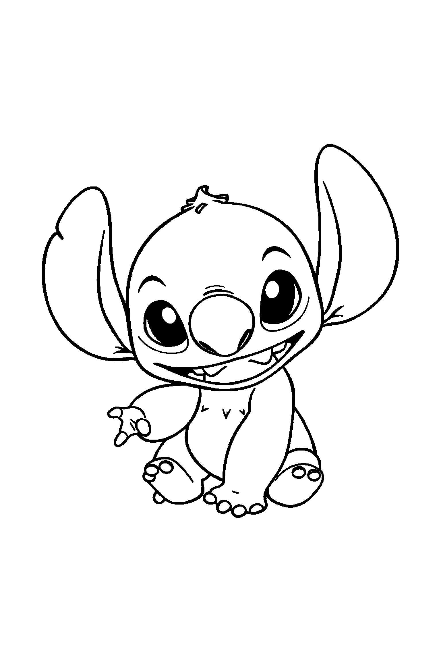 Coloriage Stitch gratuit à imprimer : Angel entouré par des motifs étoiles