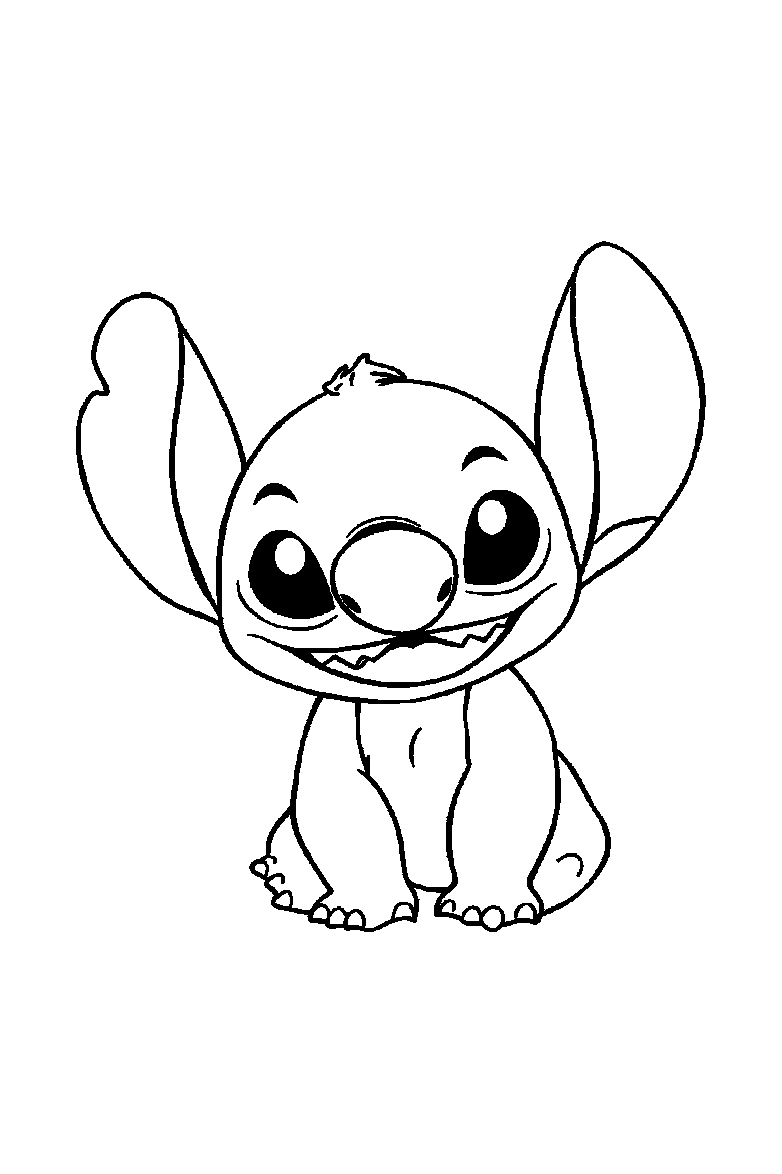 Coloriage Stitch gratuit à imprimer : Stitch bébé dans une scène joyeuse