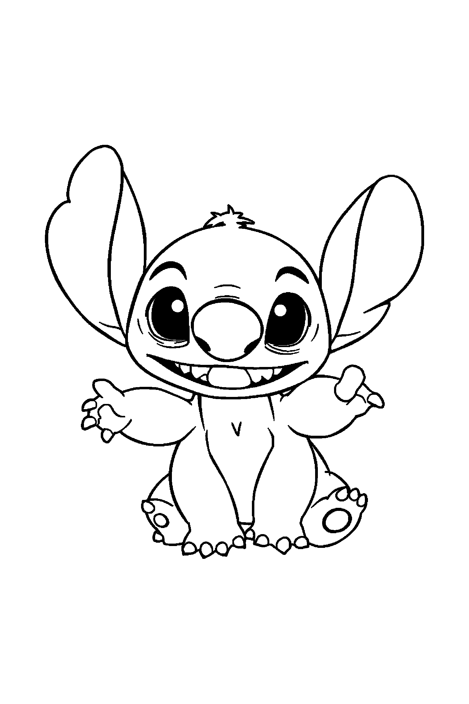 Coloriage Stitch gratuit à imprimer : Angel en mouvement avec des lignes simples