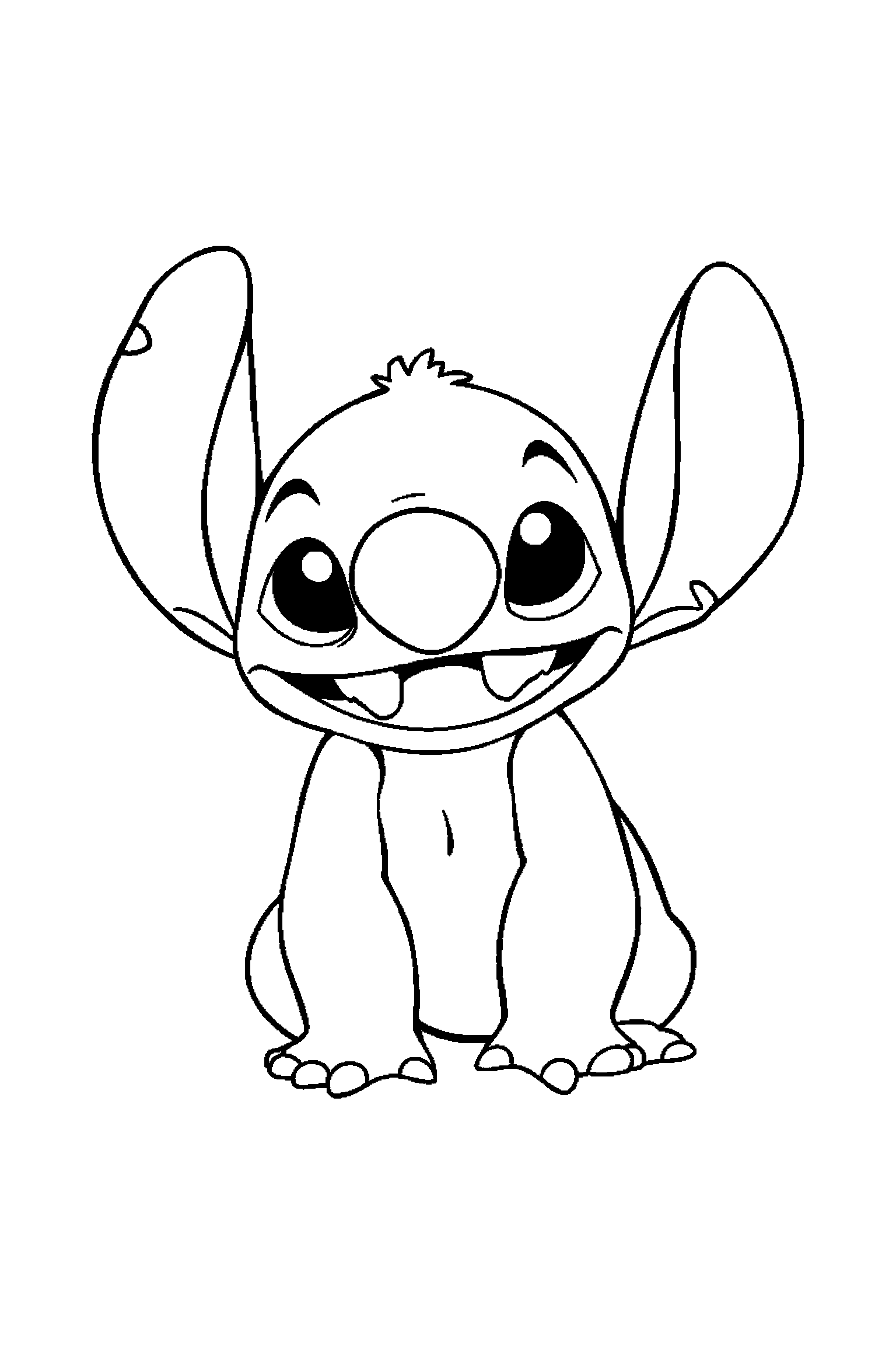 Coloriage Stitch gratuit à imprimer : Stitch dans une plage hawaïenne avec plusieurs détails