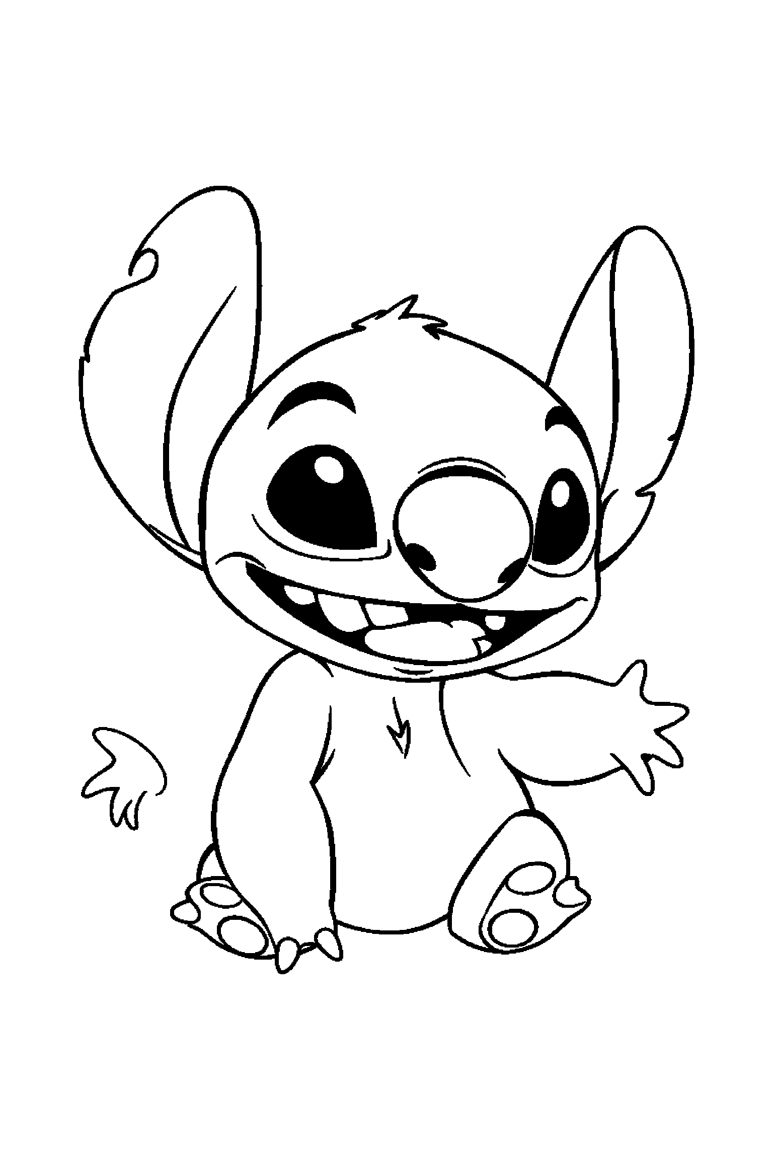 Coloriage Stitch gratuit à imprimer : Lilo entouré par des motifs vagues et de petits objets