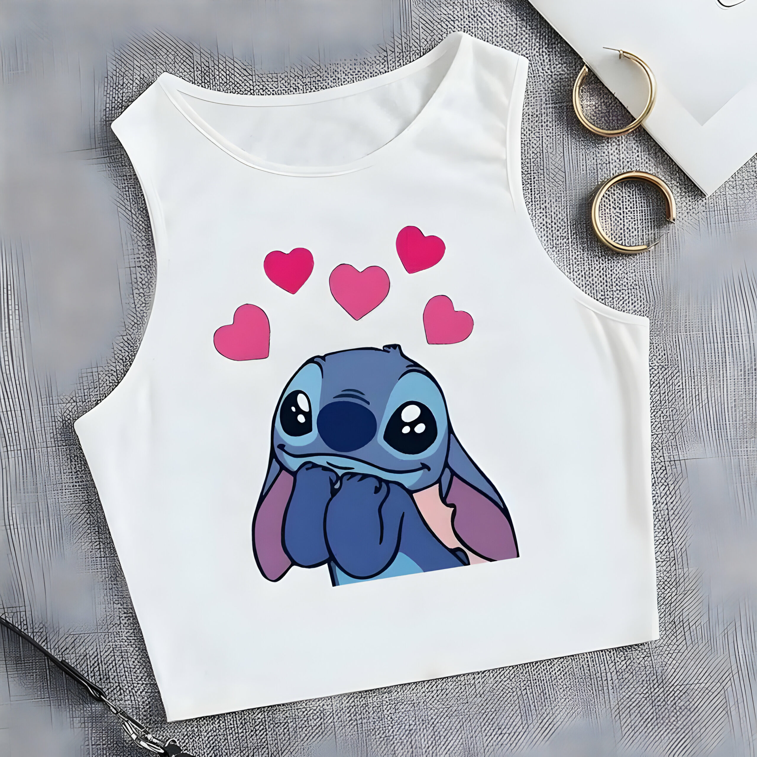 Débardeur femme Stitch en polyester, modèles A à D – Image 2