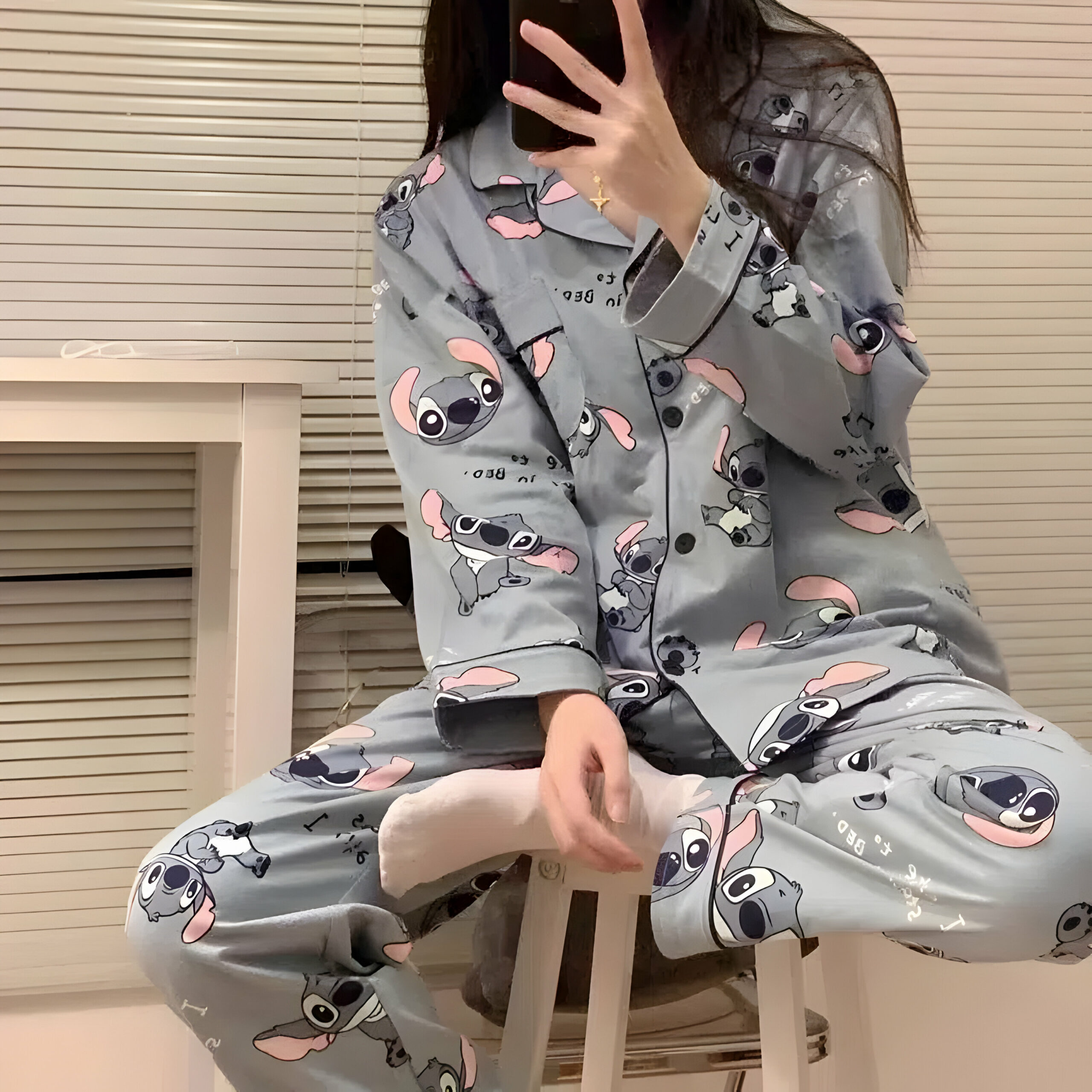 Pyjama Stitch bleu en polyester – Image 4