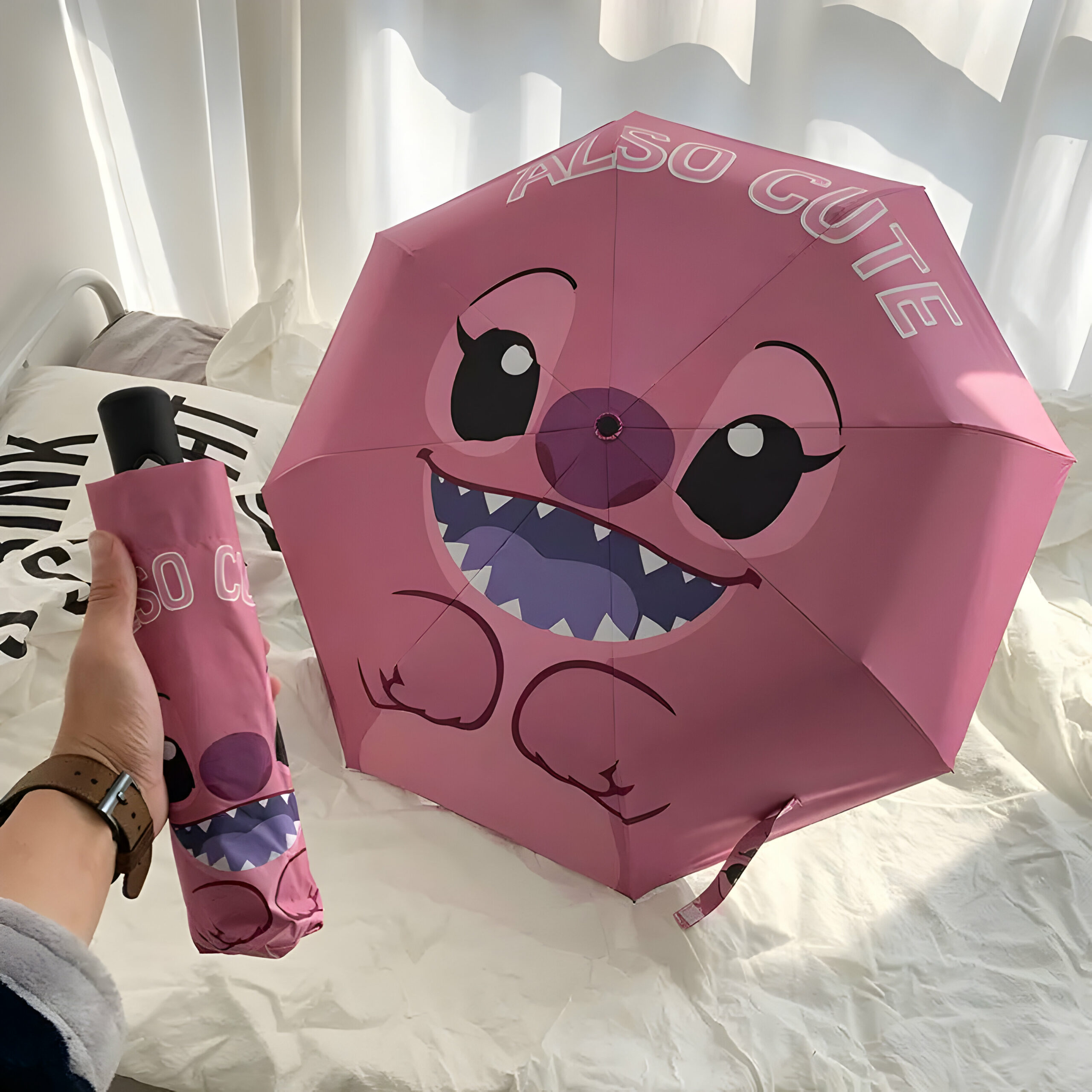 Parapluie automatique Disney Stitch en polyester 108x56cm – Image 5