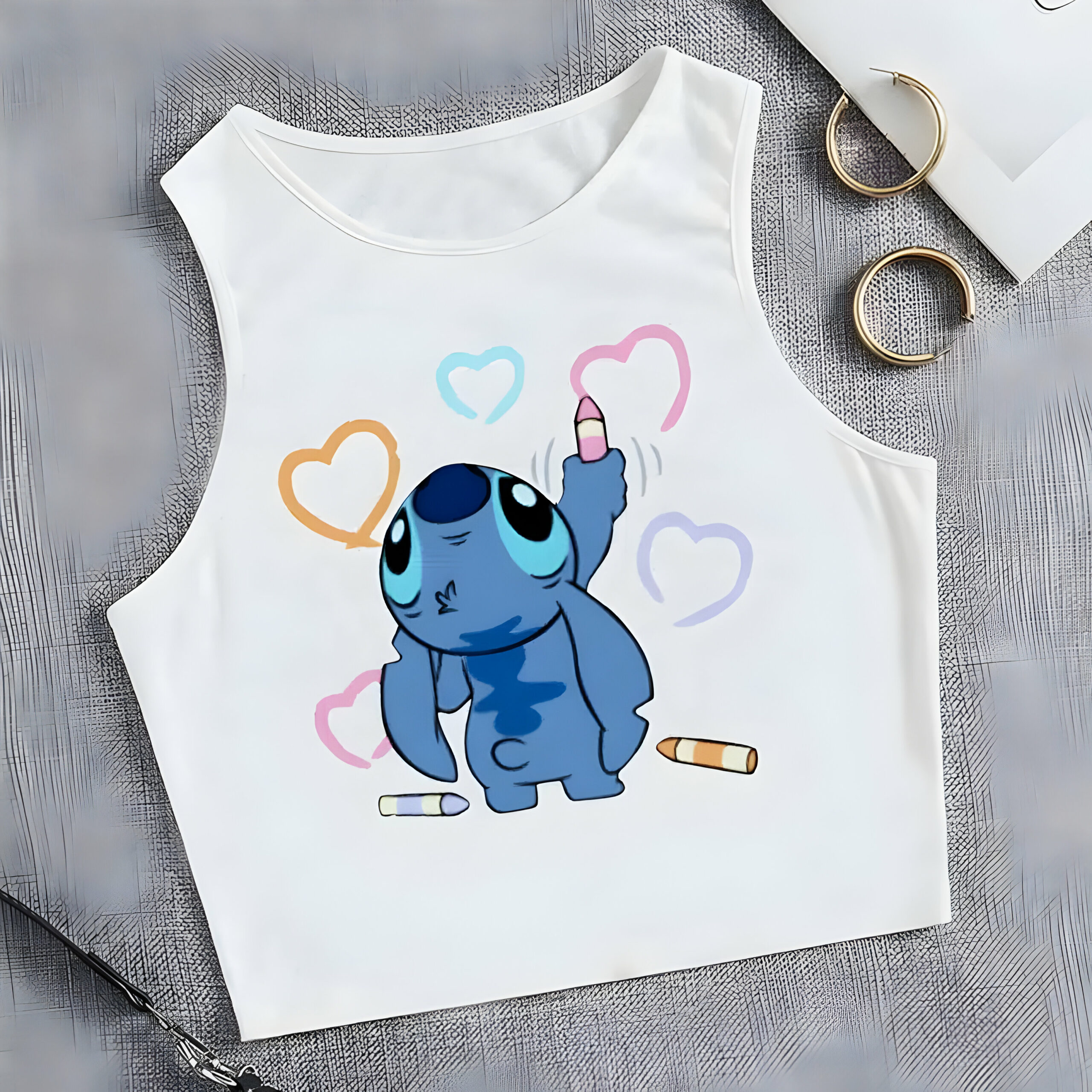 Débardeur femme Stitch en polyester, modèles A à D – Image 3