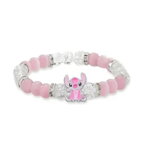 Bracelet Stitch et Angel en Perles Rose