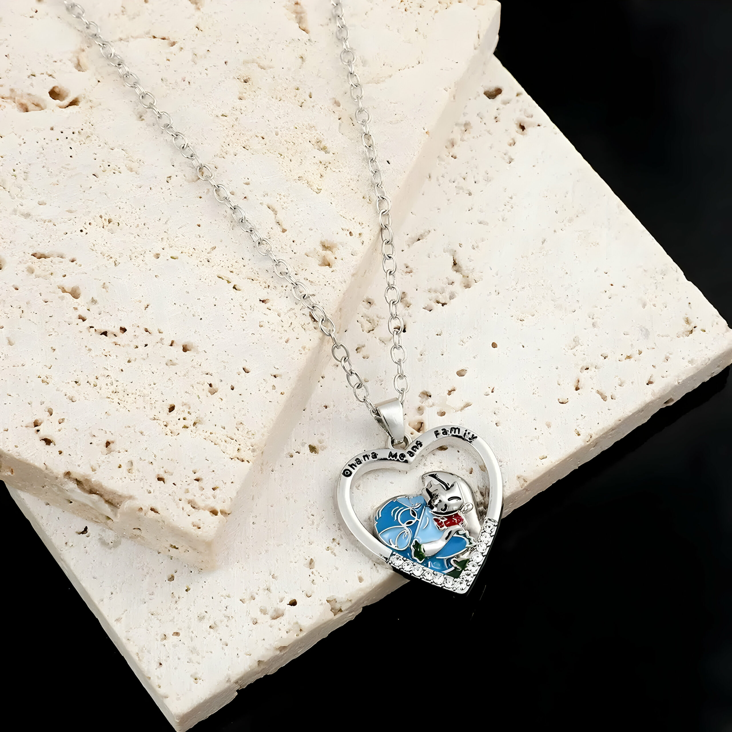Collier cœur Stitch de Lilo et Stitch, chaîne 60cm – Image 2