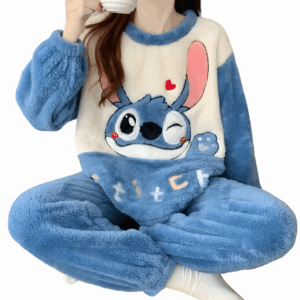Pyjama d’hiver Stitch bleu en polyester