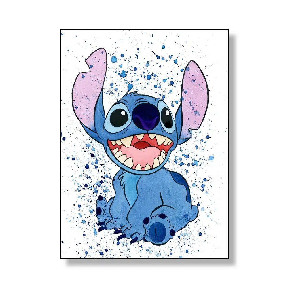 Tableau Stitch et Angel bouche ouverte