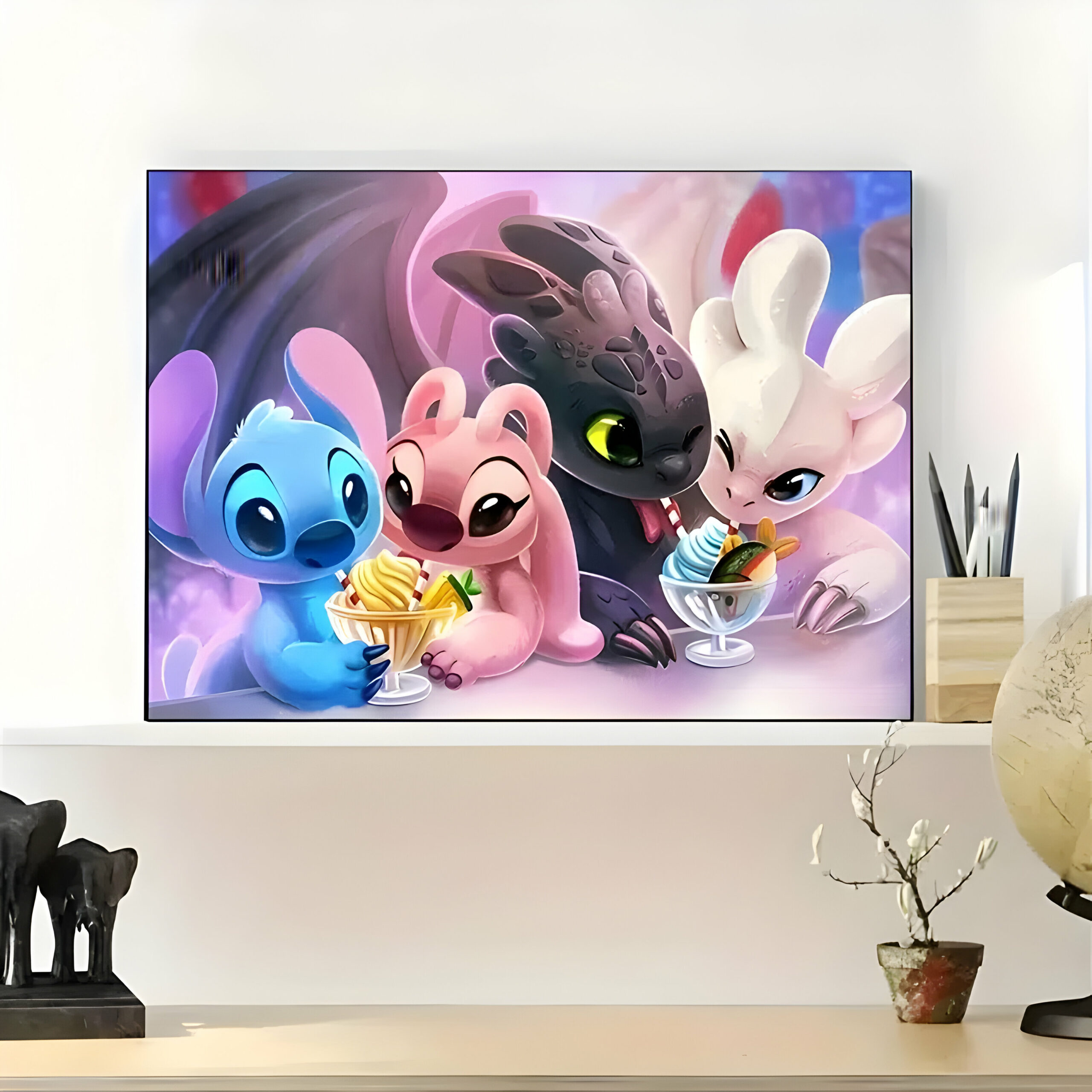 Tableau Stitch et Angel sur Canvas, duo amoureux – Image 2