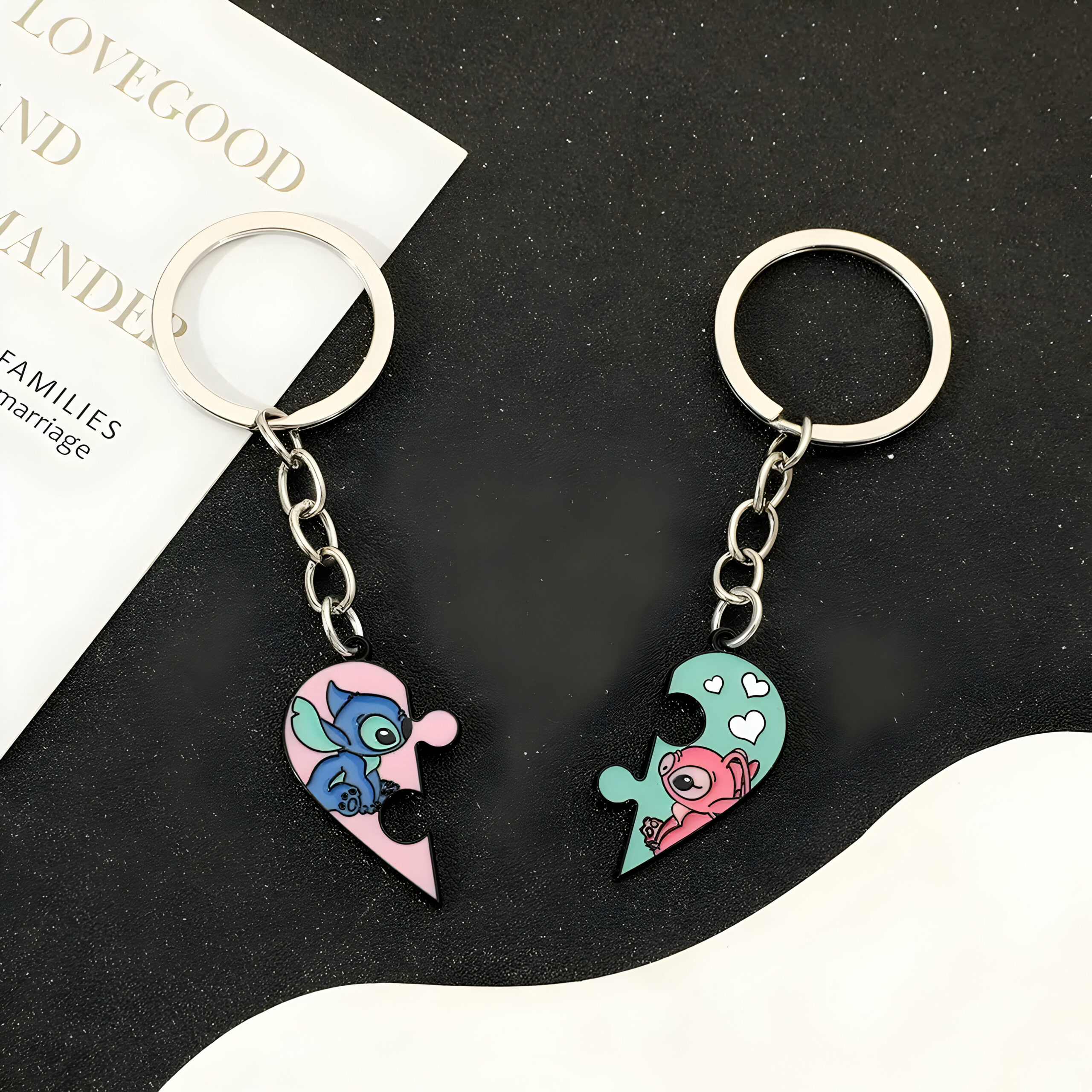 Porte-clé puzzle Stitch en métal pour couple - Lilo et Stitch – Image 3