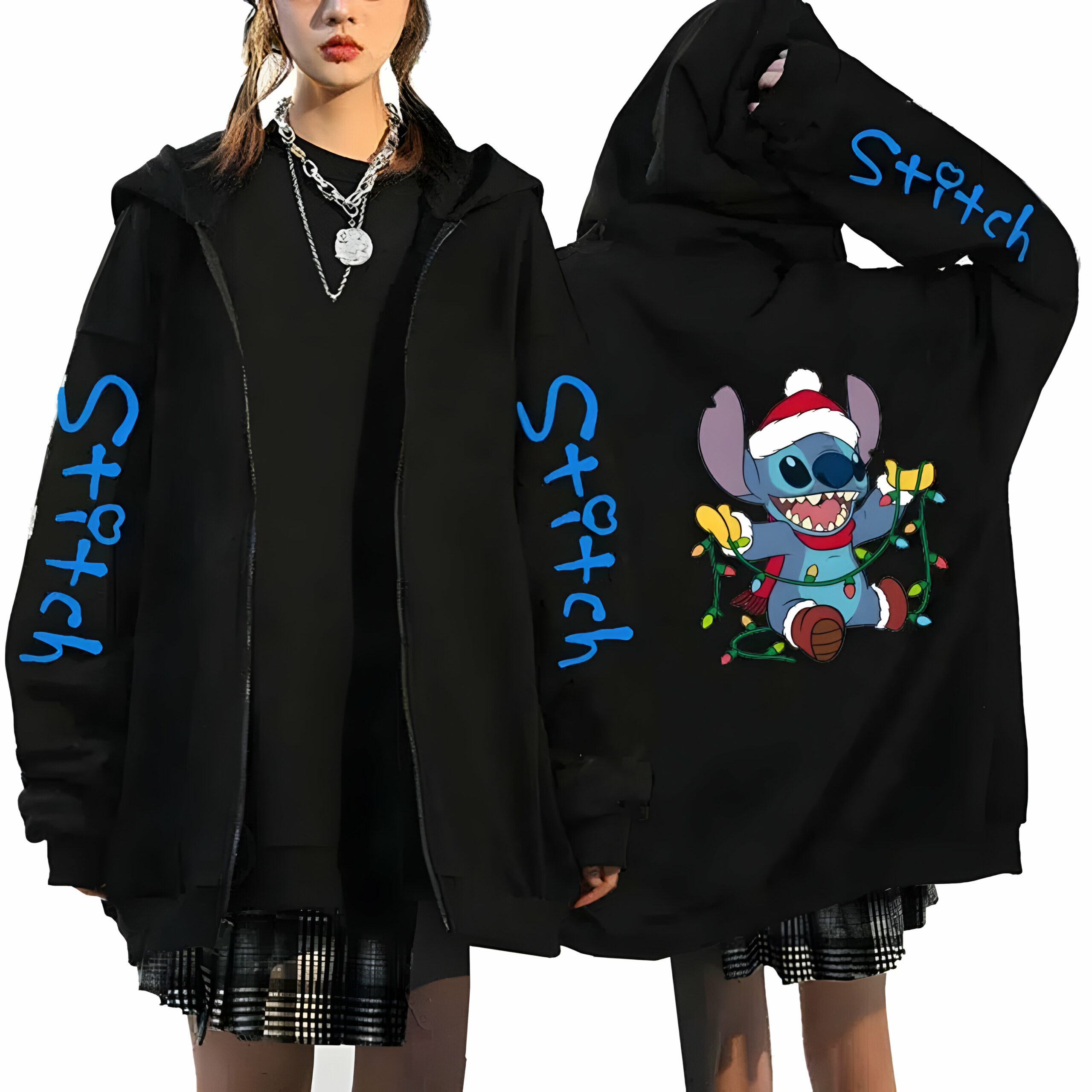 Veste Stitch noire à motifs, modèles A à D – Image 2