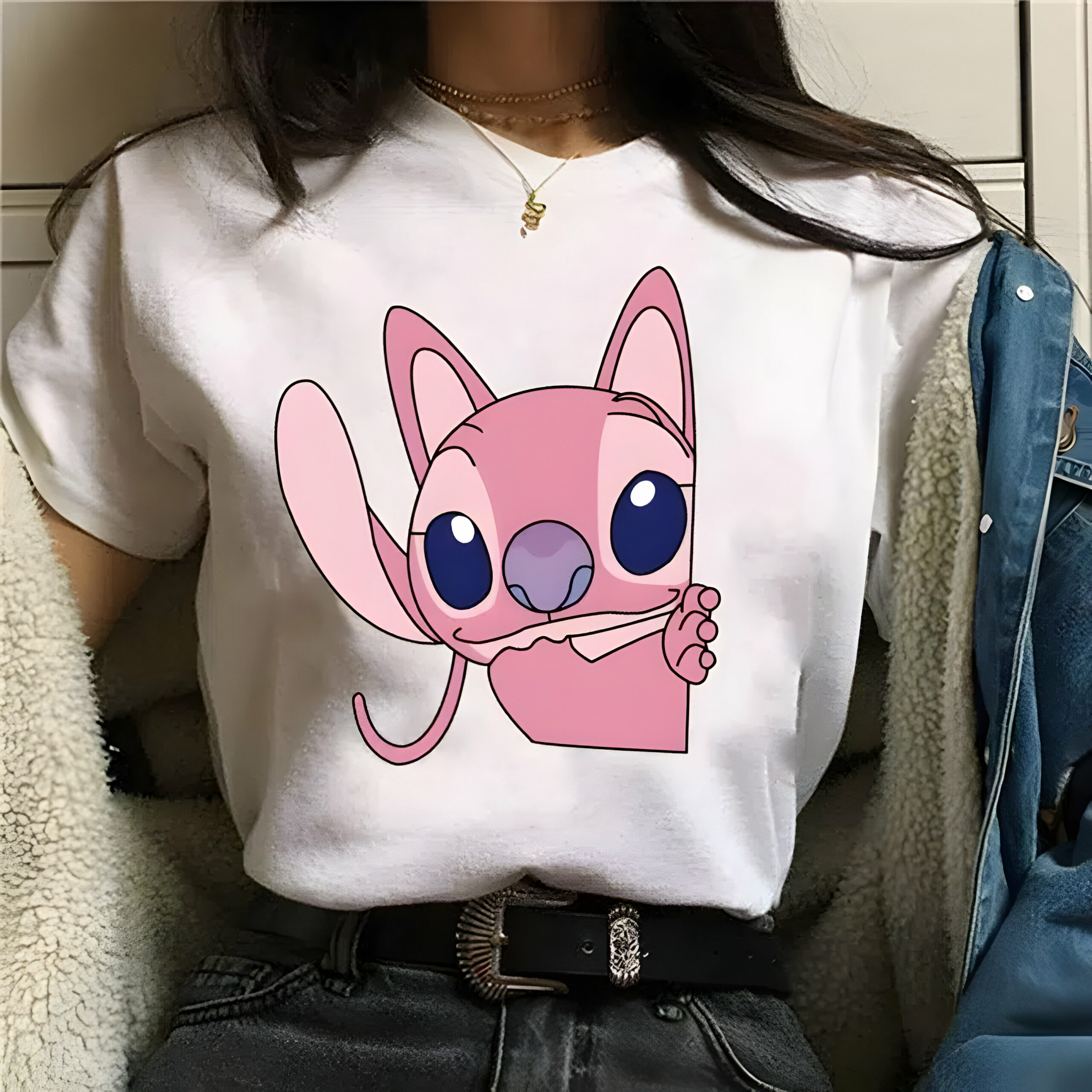 T-shirt femme Stitch simple en polyester – Image 2