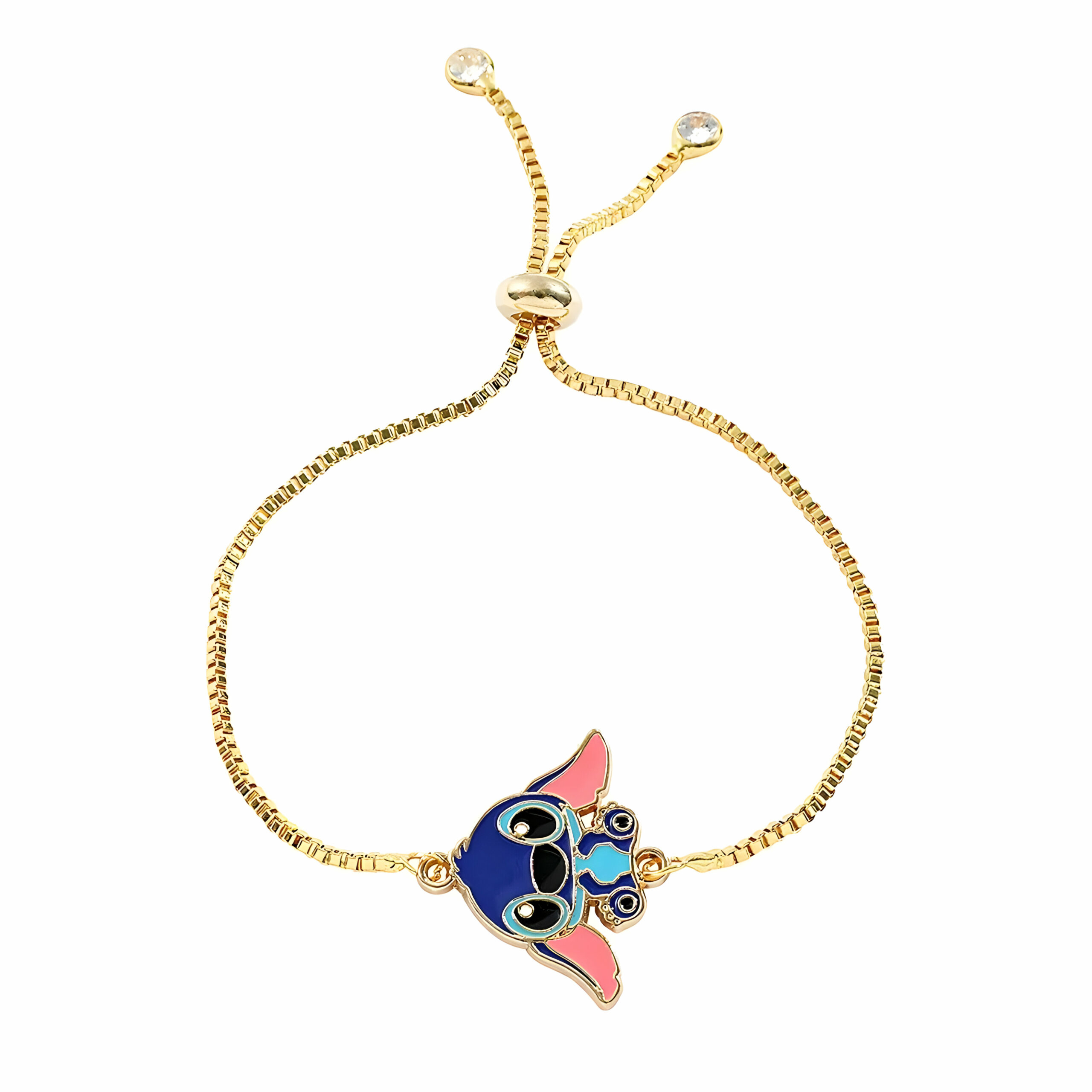 Bracelet ajustable en métal Stitch ou Angel, chaîne dorée – Image 6