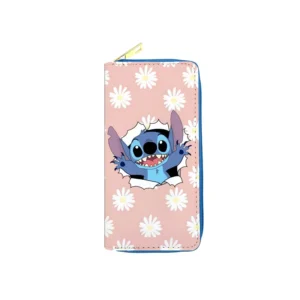 Porte Monnaie en Cuir Stitch Rose