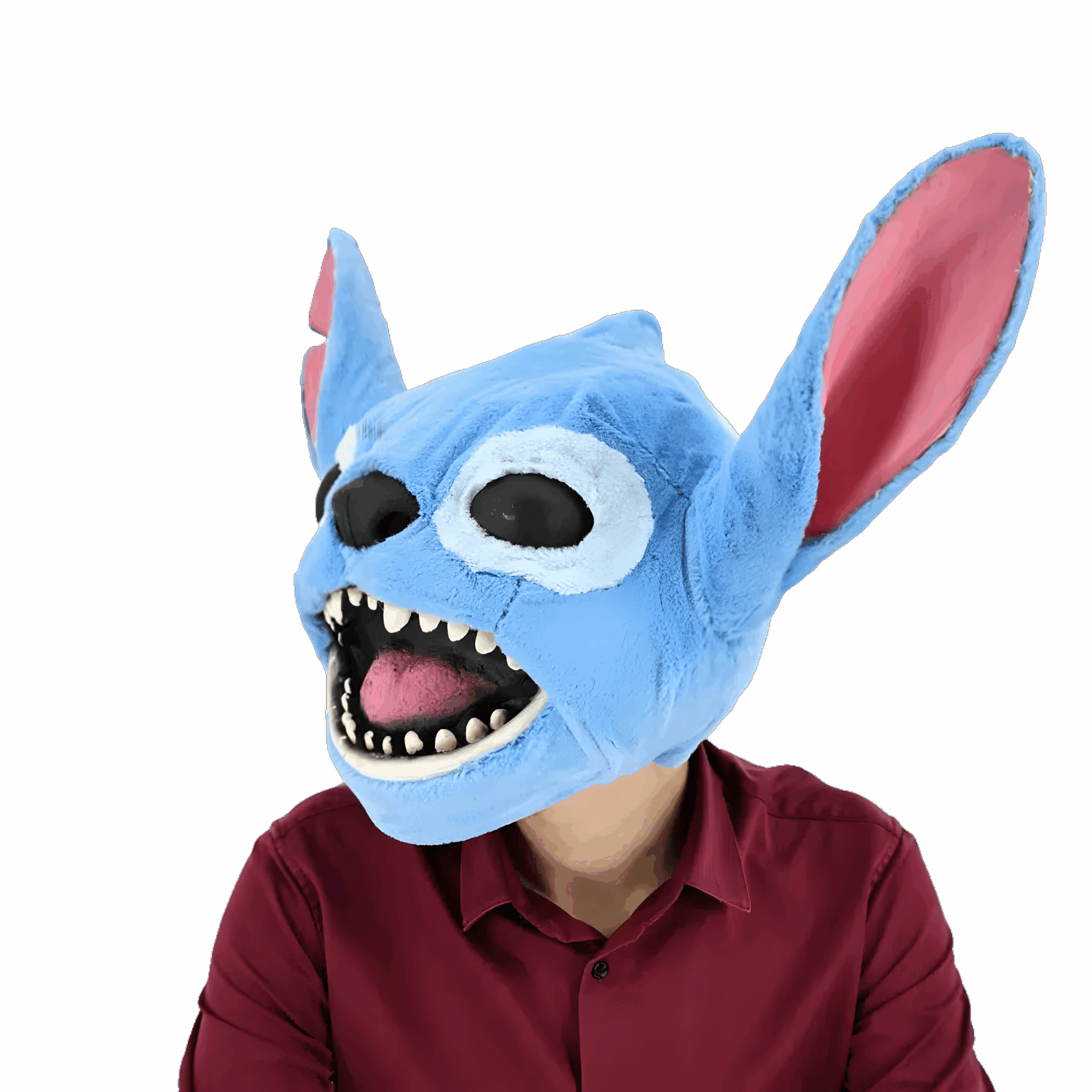 Masque de déguisement Stitch en peluche et latex – Image 3
