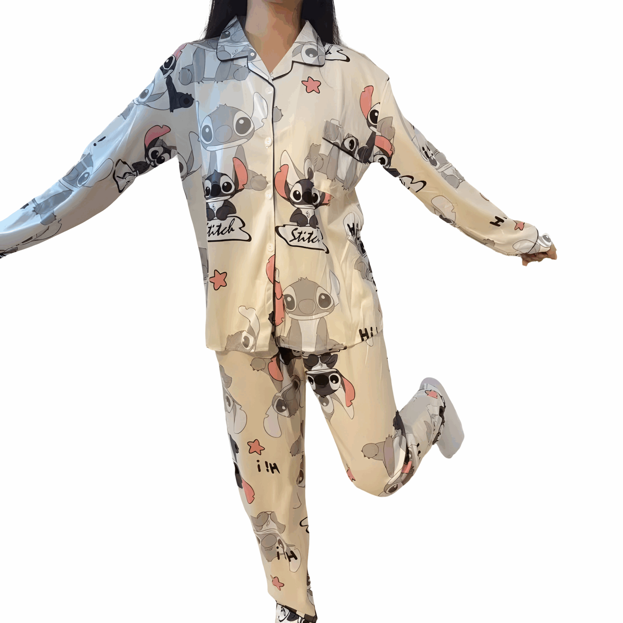 Pyjama Stitch 2 pièces beige