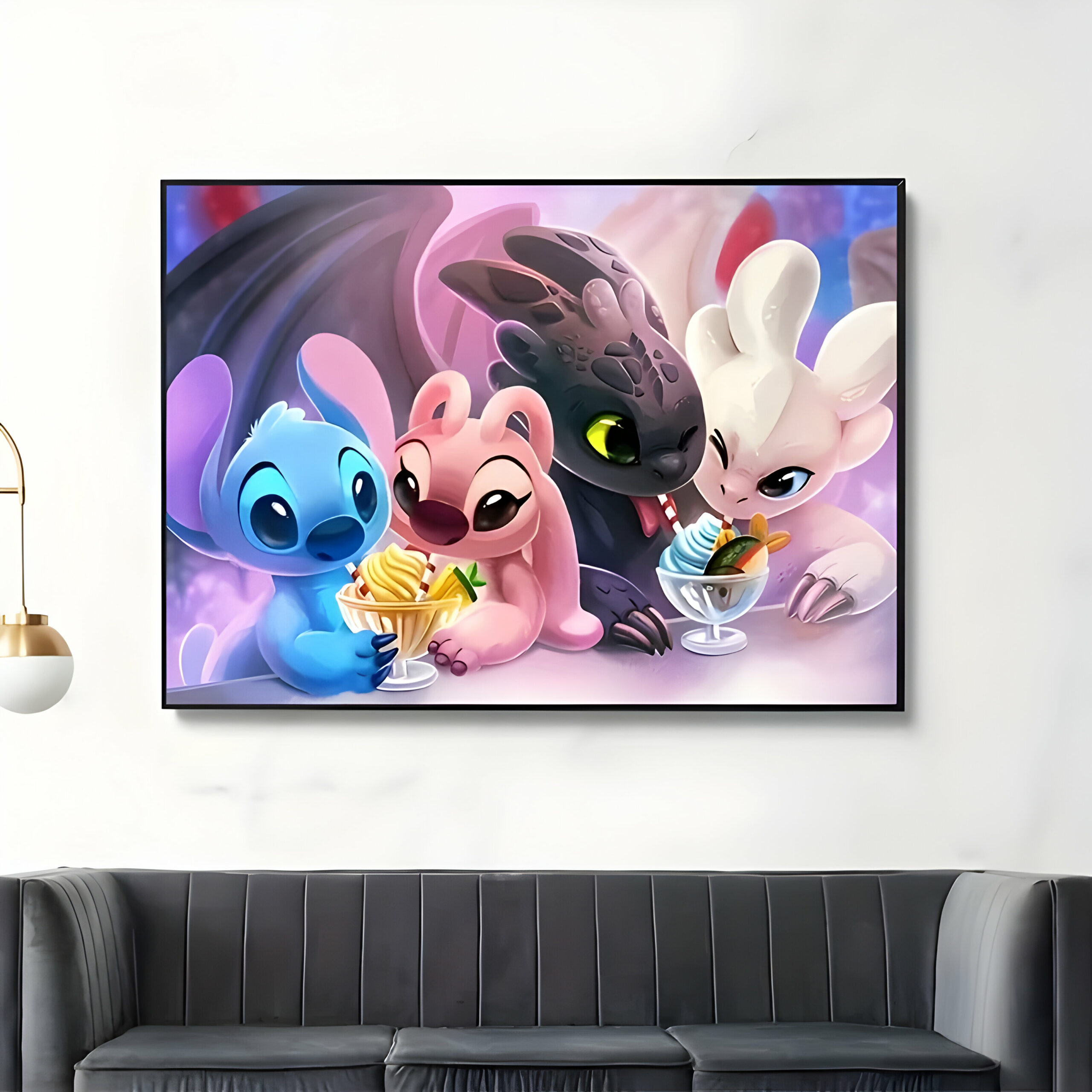 Tableau Stitch et Angel sur Canvas, duo amoureux – Image 4