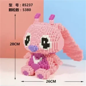 Bloc de Construction Stitch et Angel Personnage rose assis