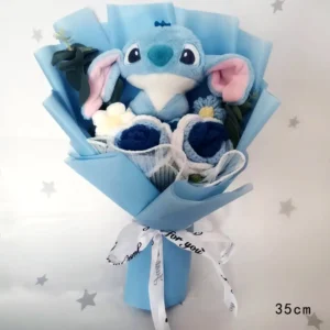 Bouquet Saint Valentin Stitch noeud bleu