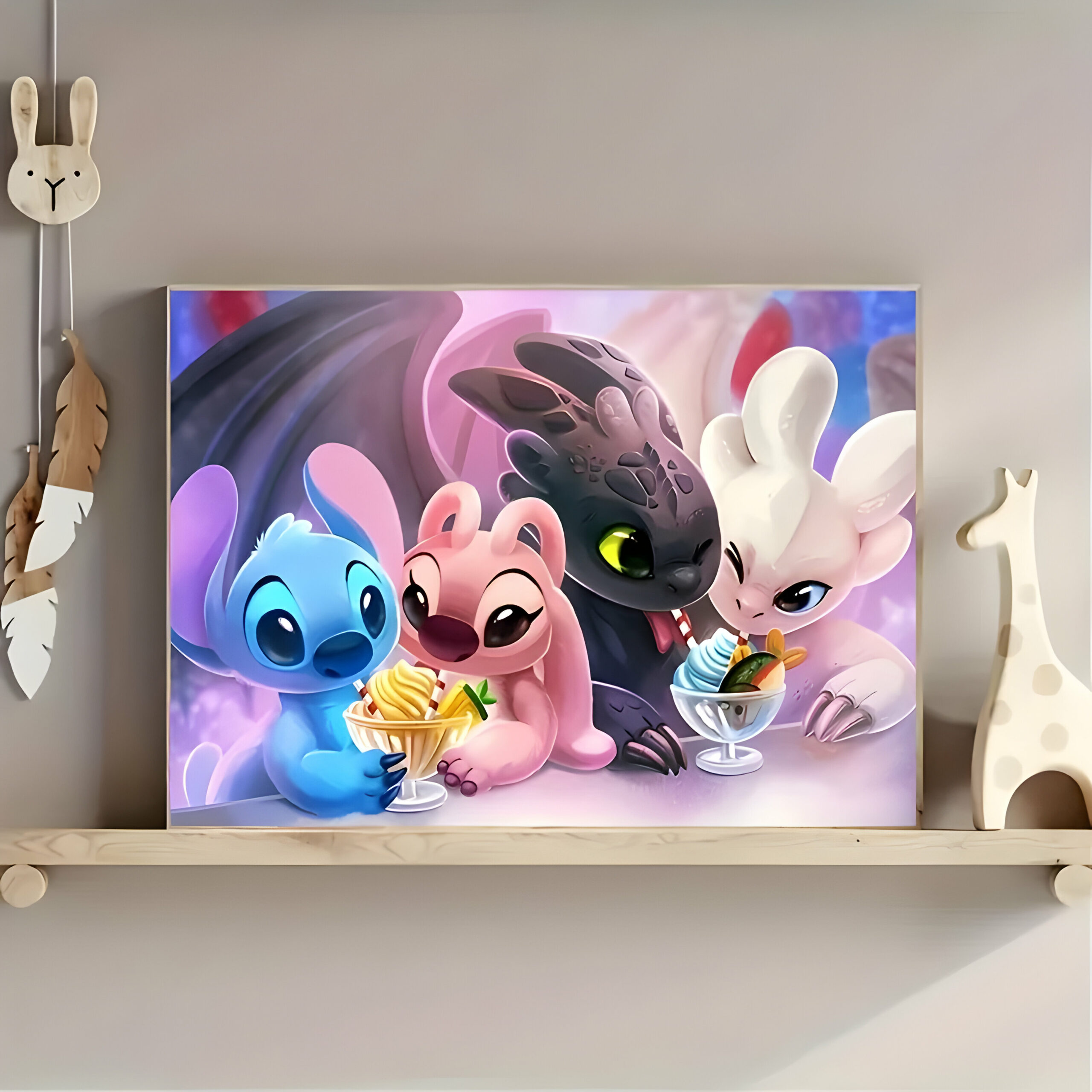 Tableau Stitch et Angel sur Canvas, duo amoureux – Image 3