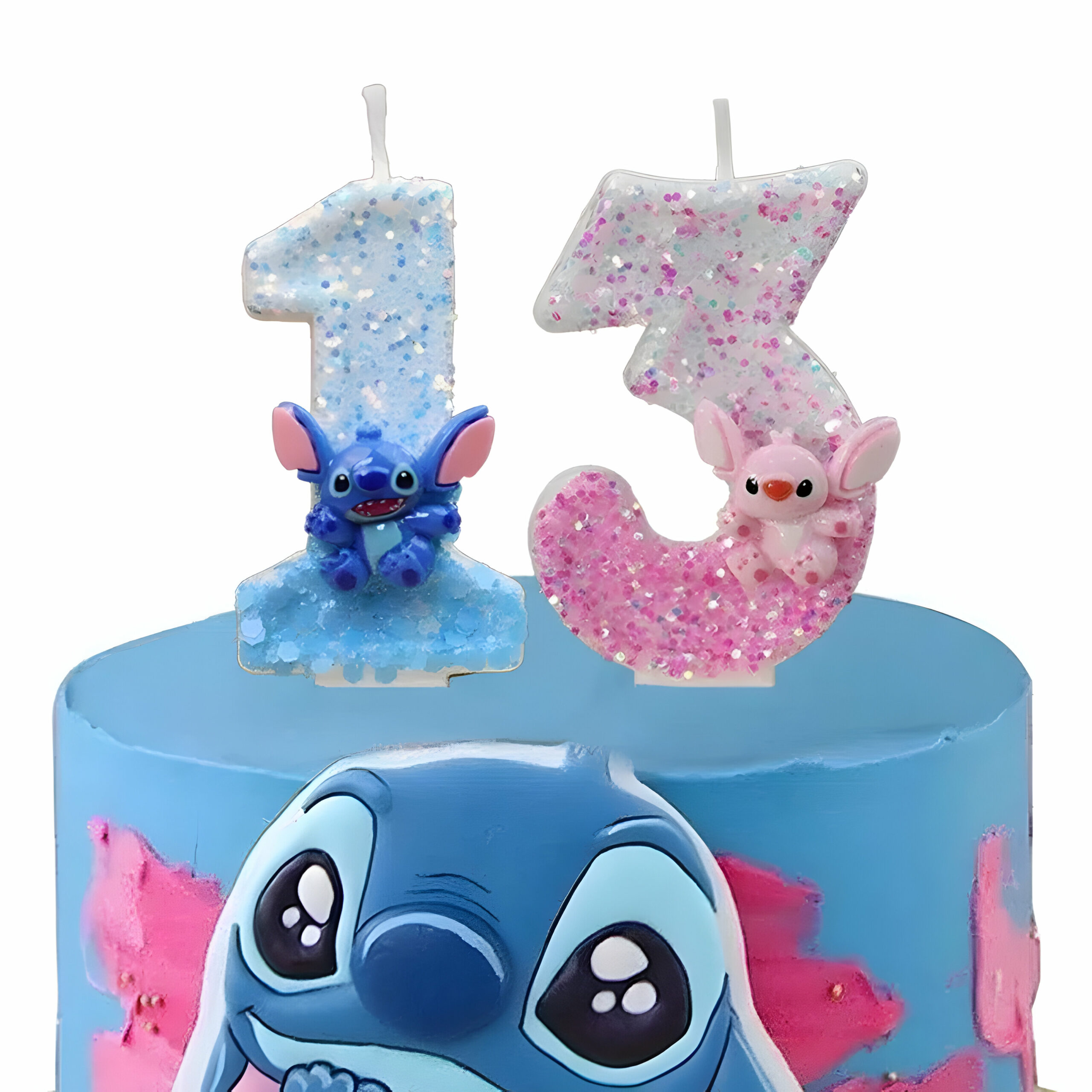 Bougie d’anniversaire Stitch Angel chiffre 3 en cire – Image 2