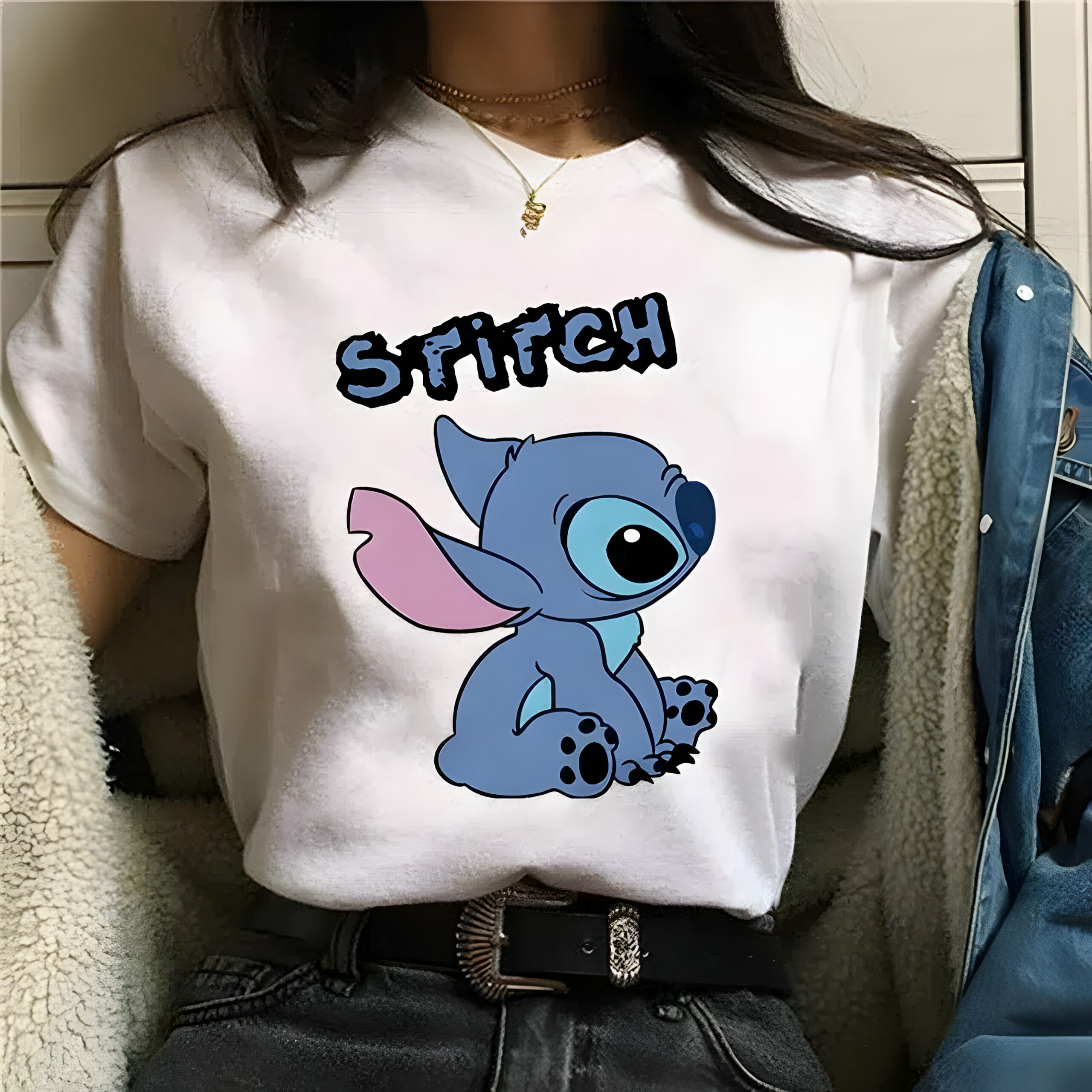 T-shirt femme Stitch simple en polyester – Image 4