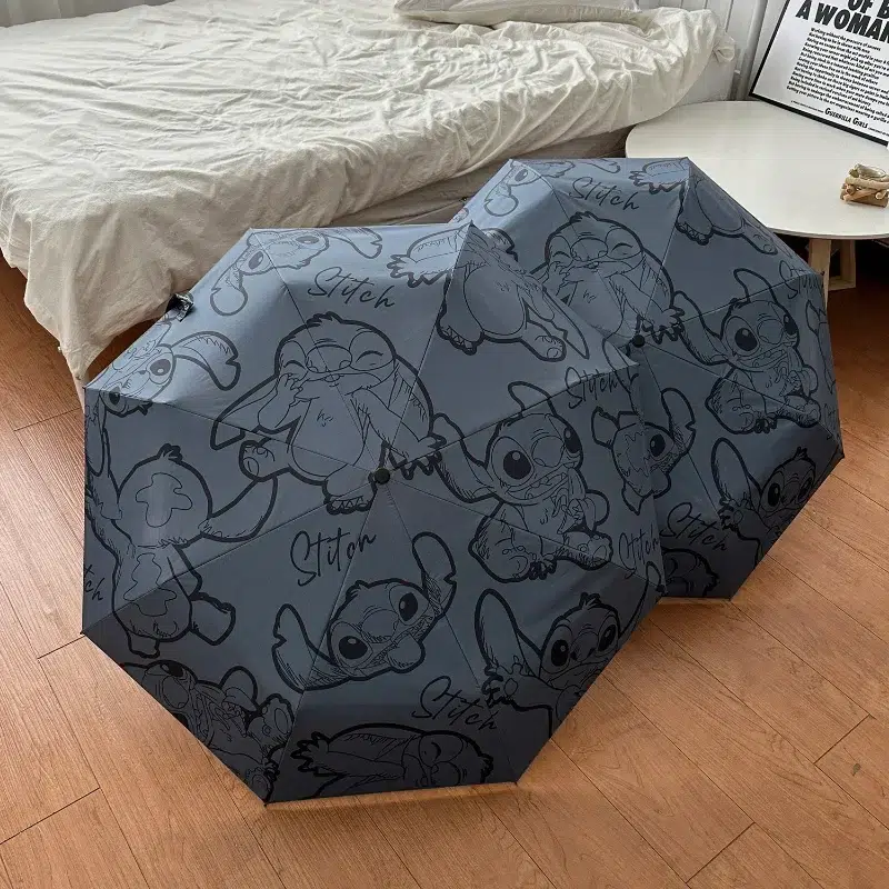 Parapluie Stitch gris automatique en polyester – Image 6