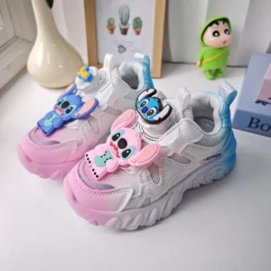 Baskets Blanches Stitch devant Angel rose pour Fille